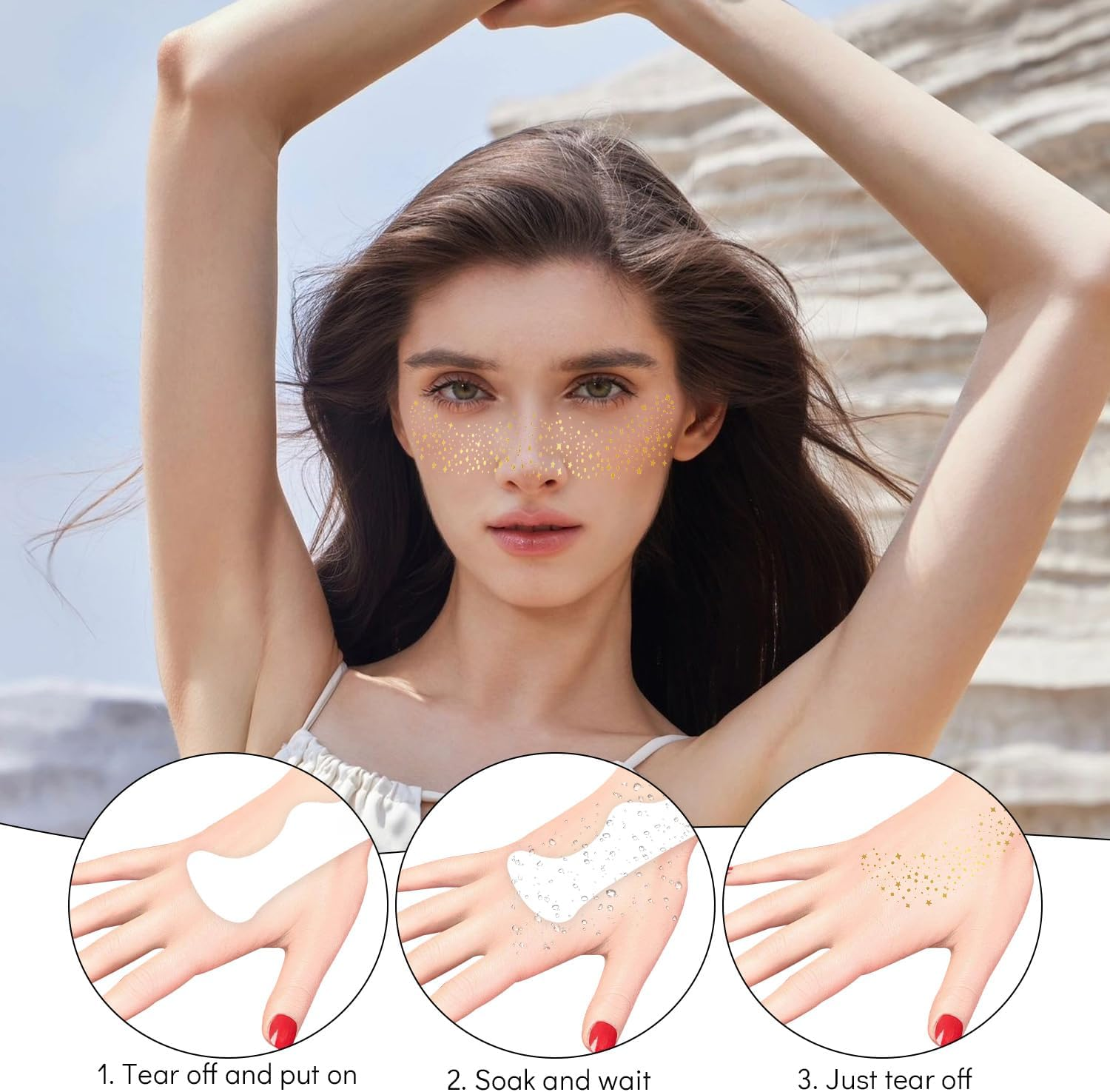 20 Flashing Freckle Tattoos, Party Body Arm Stickers, Fashionable Creative Tattoos, Party Party Decorations, Durable Waterproof image number 4