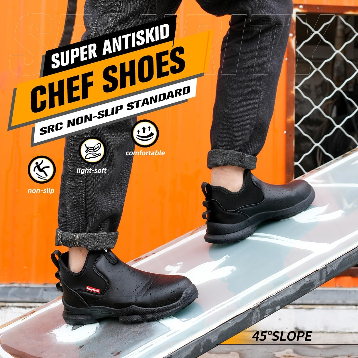 Dajingkj Chef Non-Slip Shoes for Kitchen Leather Oil & Water Resistant Work Shoes for Men/Women Anti-Slip Restaurant image number 4