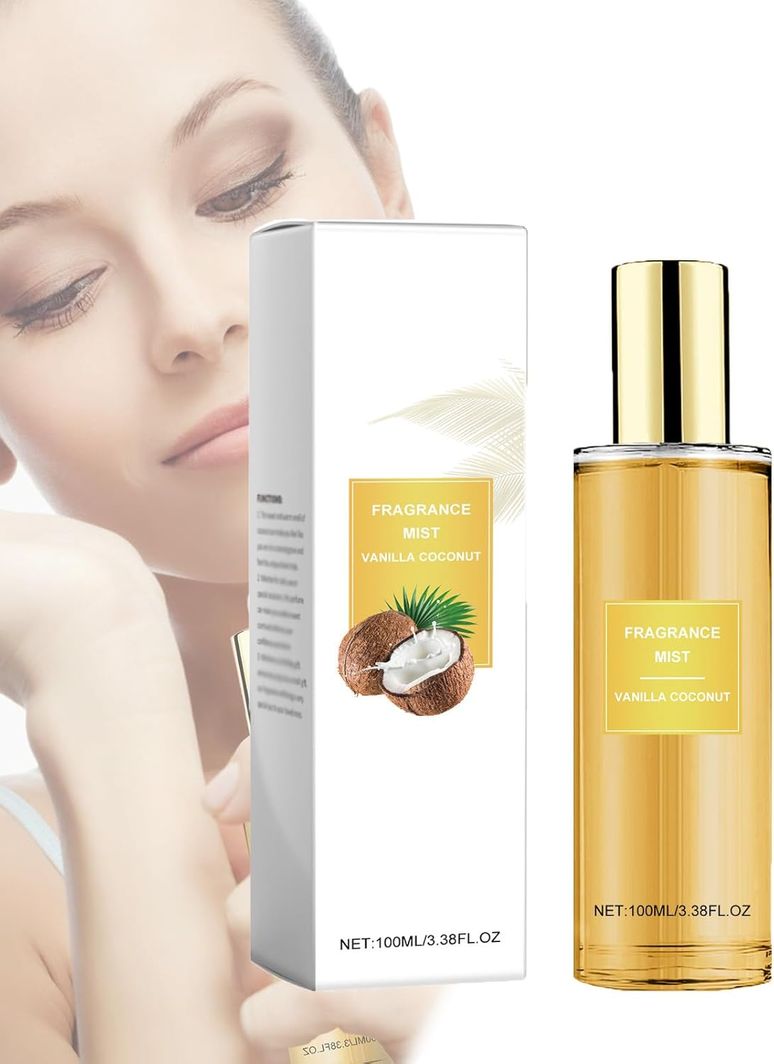 Vanilla Coconut Fragrance Mist,Vanilla Body for Women Spray,Women'S Fragrances,Long Lasting Fresh Scent,Infused with Essential Oil,Sheer Body Mist - Body Spray,Hair and Clothing Perfume (1 PCS)