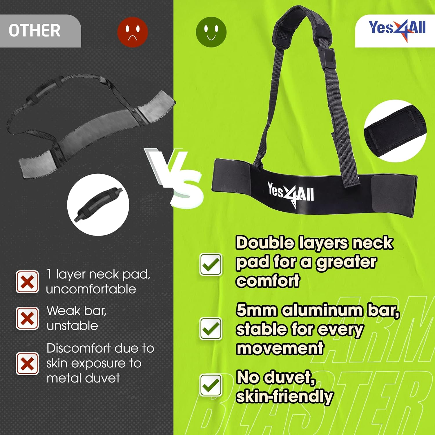 Yes4All Arm Blaster for Biceps & Triceps Dumbbells, 2-Layers Neck Cushion Bicep Curl Support Isolator for Body Building, Strength Training, and Muscle Gain image number 5