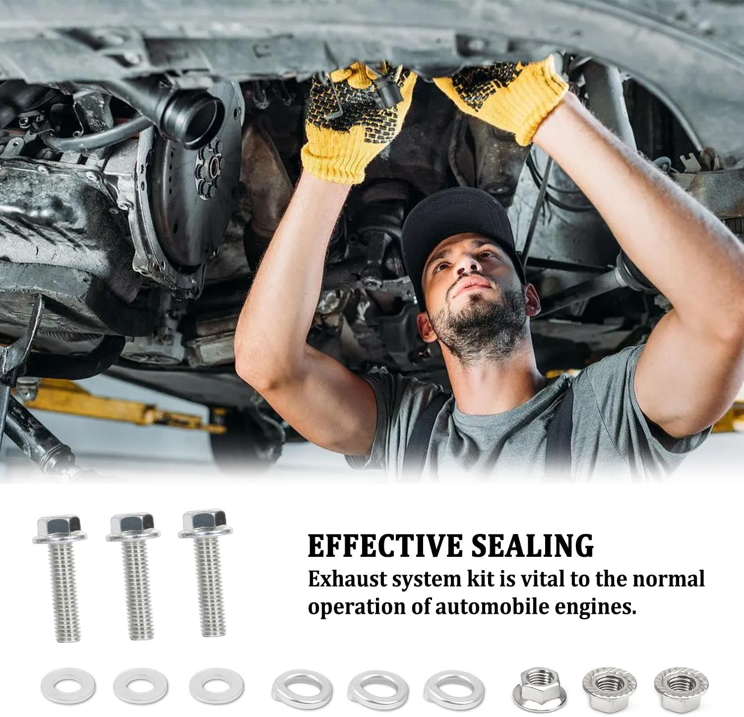 3" Exhaust Flange Gasket with 3 Exhaust Bolts Tool Set,Stainless Steel Exhaust Flange Repair Kit for Securing Exhaust System Component,Durable Car Accessories Exhaust Gaskets Kit (3")