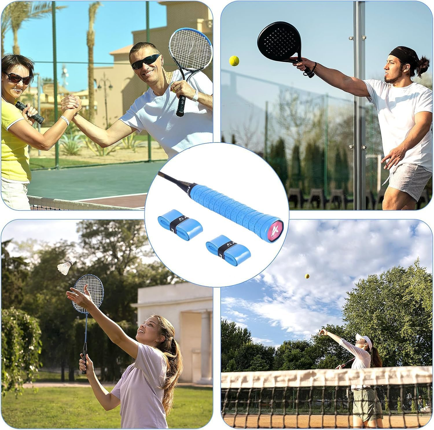 Pickleball Paddle Grip Tape Professional Wrap with Small Hole Anti-Slip Grip Tape Replacement Tape for Badminton Tennis Golf Bat- Moisture Wicking,Quick Dry 6 Pcs image number 5