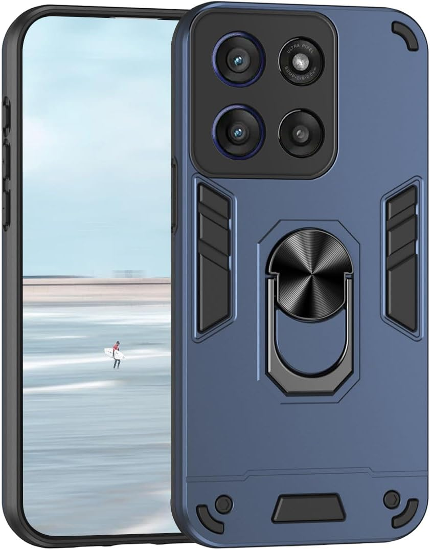 UPLAI Case for Motorola Moto G56, Slim Military Grade Shockproof Armour Mobile Phone Case with Magnetic Stand, Premium PC + TPU Bumper Durable Protective Case, Black