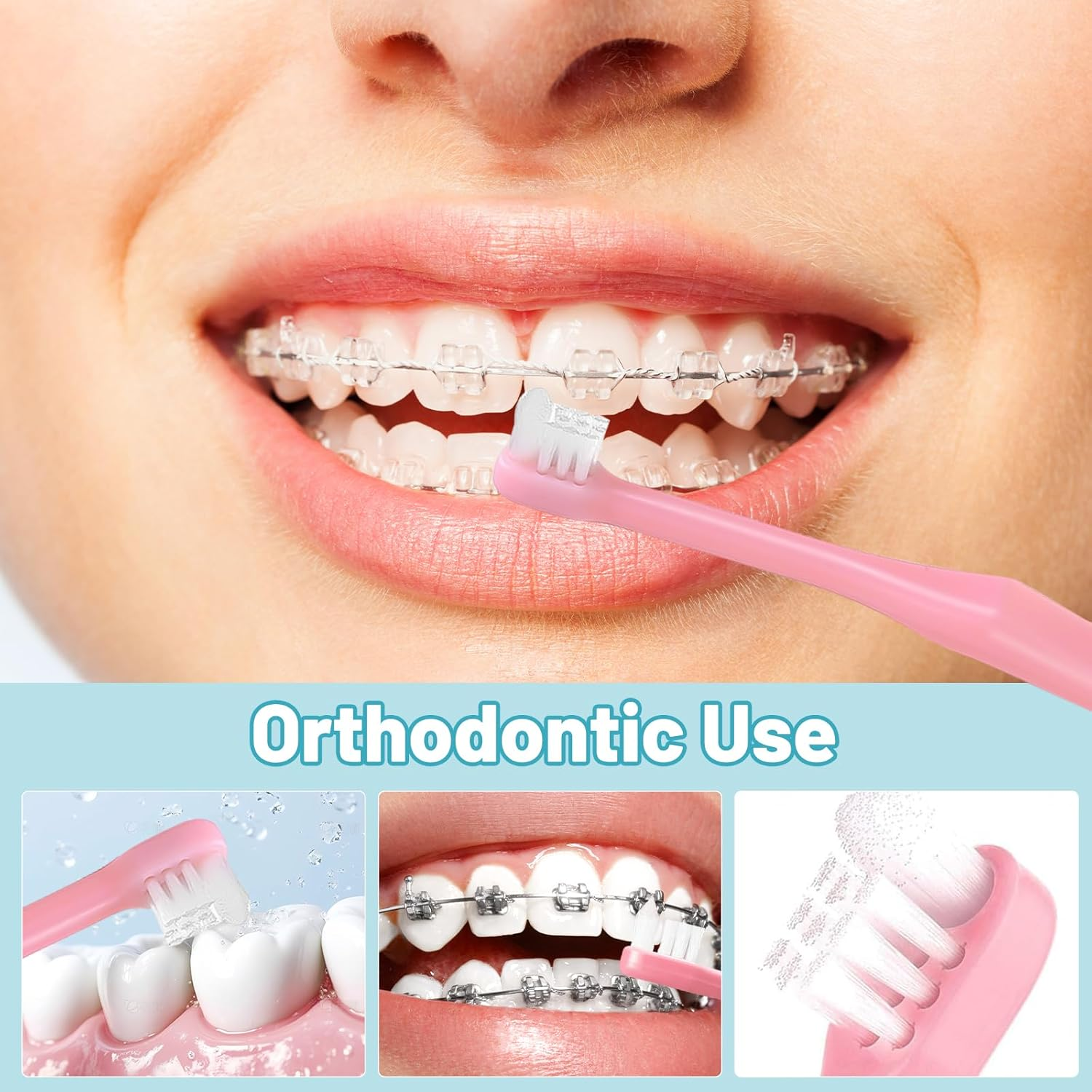 4 Pieces Tuft Toothbrush, Tiny Small Head, Orthodontic Soft Trim, Wisdom Toothbrush, Single Compact Interdental Interspace Brush image number 6