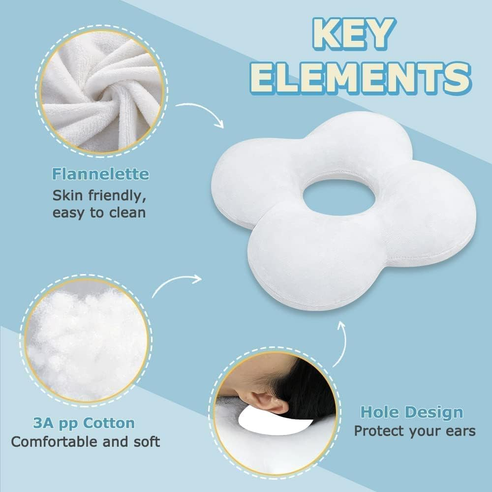 NEPPT Ear Piercing Pillow for Side Sleepers Donut Pillow with Ear Hole, CNH, Relief Pain Ear Inflammation and Pressure Sores Guard Protector Earplugs Support Pillow for Sleeping image number 1