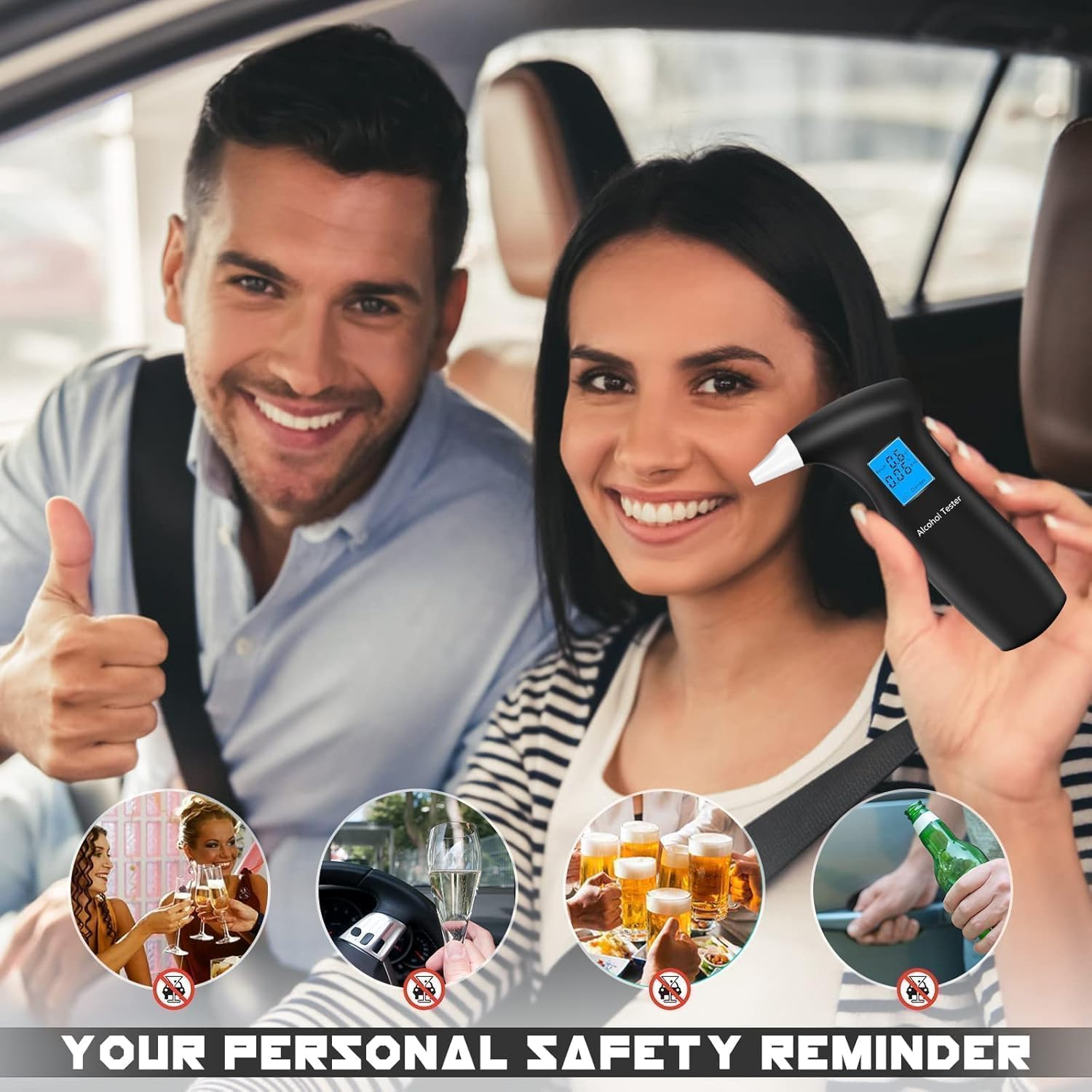 RUTIDA Breathalyzer & Alcohol Tester with 12 Mouthpieces, Professional Breathalysers Portable Alcohol Breath Tester with LCD Display Digital Fast, High Accuracy image number 5