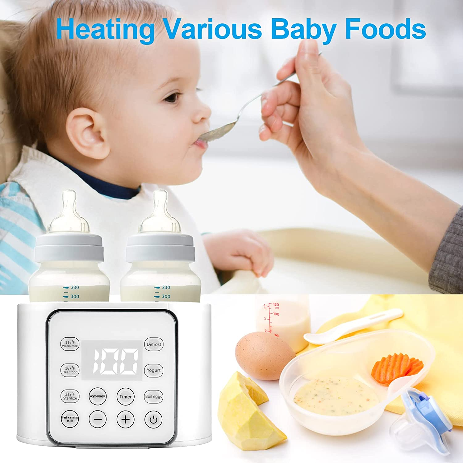 Baby Bottle Warmer 9-In-1 Multifuntion Breast Milk Warmer, Fast Baby Food Heater & Defrost Warmer with Timer for Twins, LCD Display Accurate Temperature Adjustment, 24H Constant Mode image number 5
