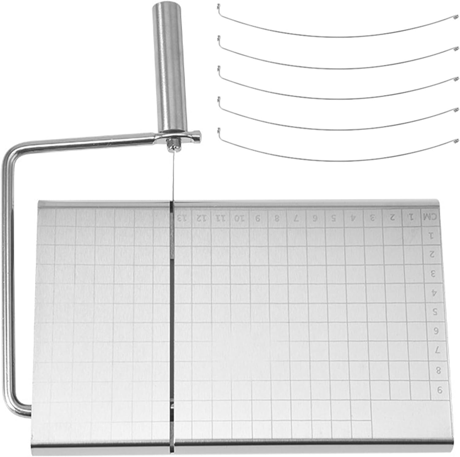 Aymorder Stainless Steel Cheese Cutter with 5 Extra Wires, Adjustable Slicer, Non-Slip Food Cutter for Cheese, Butter, Cake, Sausage (Silver) image number 4