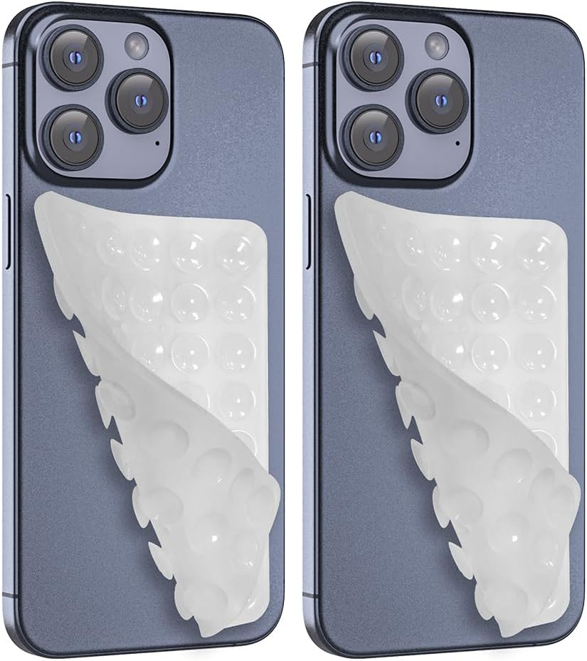 2PACK Silicone Double Sided Suction Phone Case Mount, Detachable Hands Free & Strong Grip Holder for Selfies & Videos, Compatible Iphone Android (Light Pink, 2Pack 40 Suction Cups)