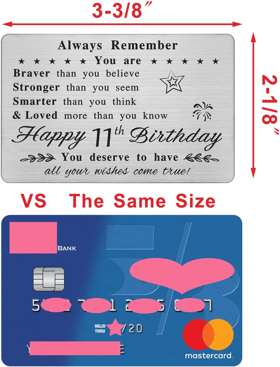 Happy 11Th Birthday Card - You Are Loved More than You Know - 11 Year Old Birthday Gifts for Boy Girl, Personalised Engraved Wallet Card
