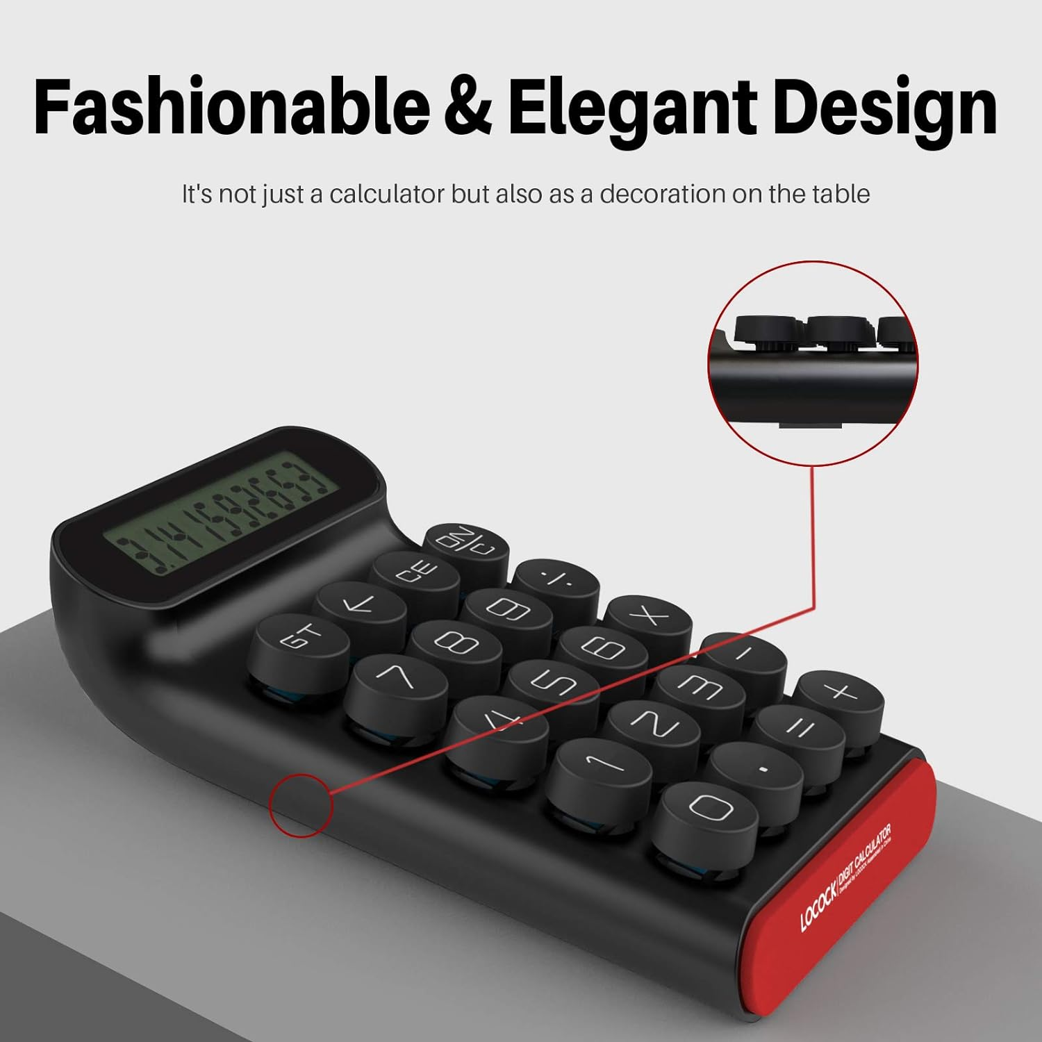 Mechanical Switch Calculator,Handheld for Daily and Basic Office,10 Digit Large LCD Display (Black) image number 2
