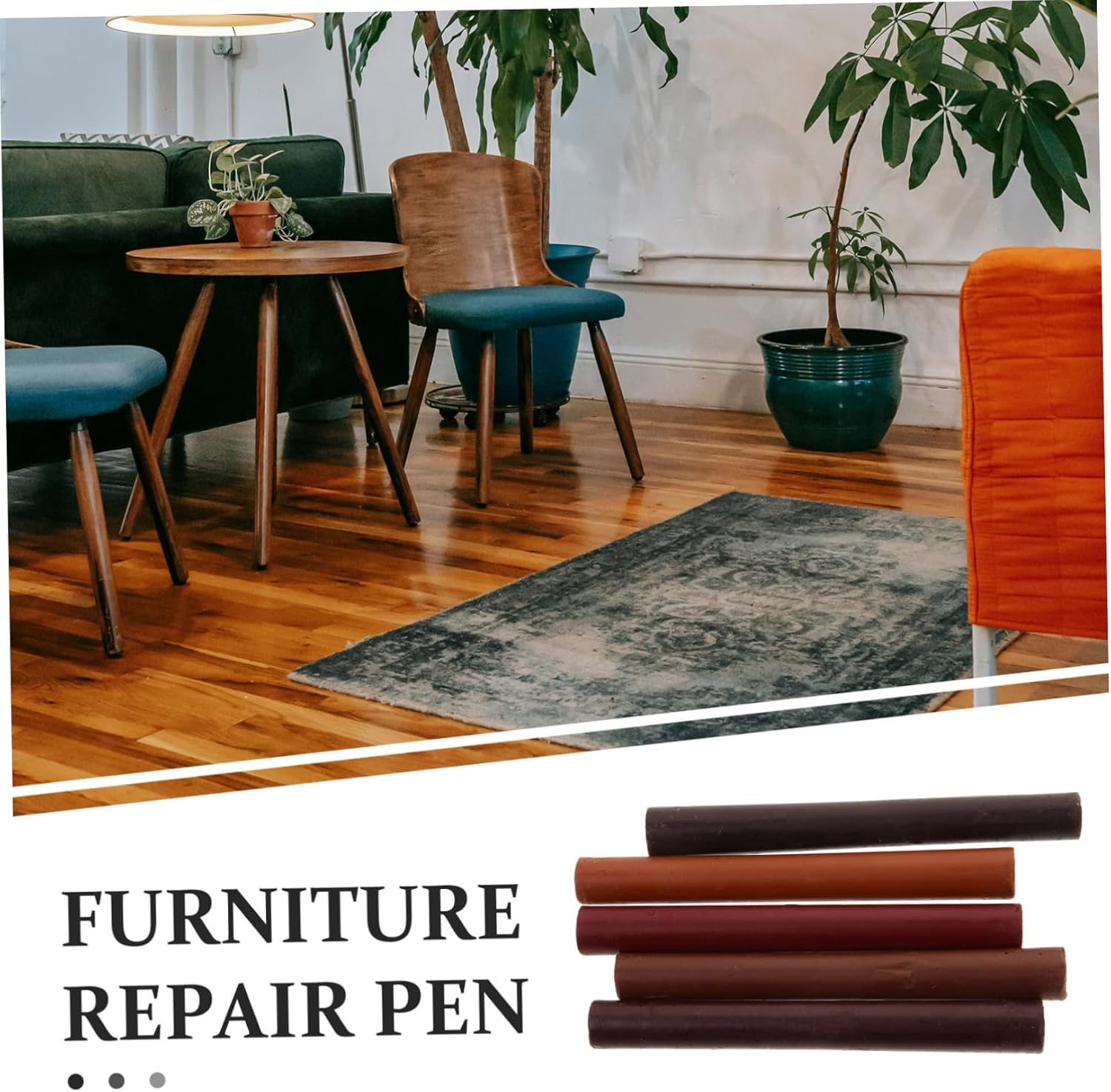 5Pcs Furniture Refinishing Crayons for Wood Scratch Repair Hardwood Floor Repair Kit Touch Markers