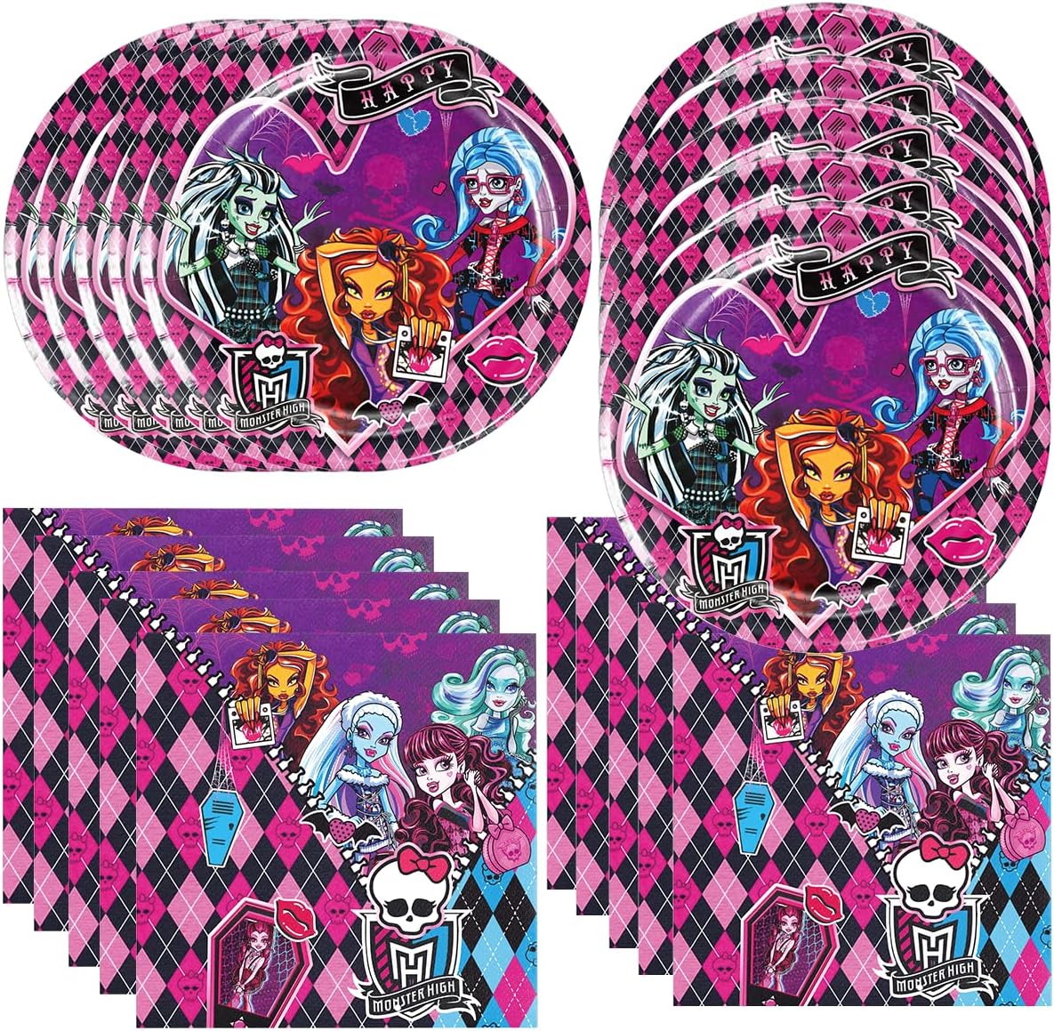 40Pack Monster-High Birthday Party Supplies Include 20 Plates, 20 Napkins for the Monster-High Party Decoration image number 3