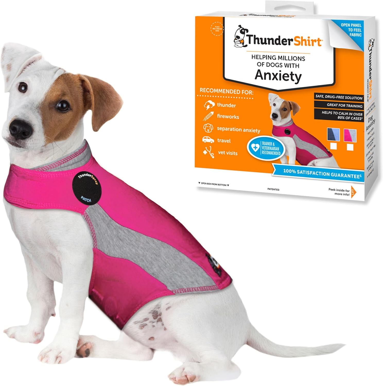Thundershirt Polo Dog Anxiety Jacket | Vet Recommended Calming Solution Vest for Fireworks, Thunder, Travel, & Separation | Blue, Medium