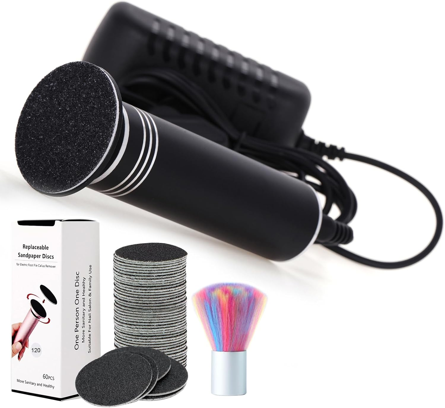 Electric Callus Remover, Callus Remover, Electric Professional Electric Foot File, Callus Removal, Foot Callus Planer, Electronic Pedicure, Adjustable Speed (02 Grey)