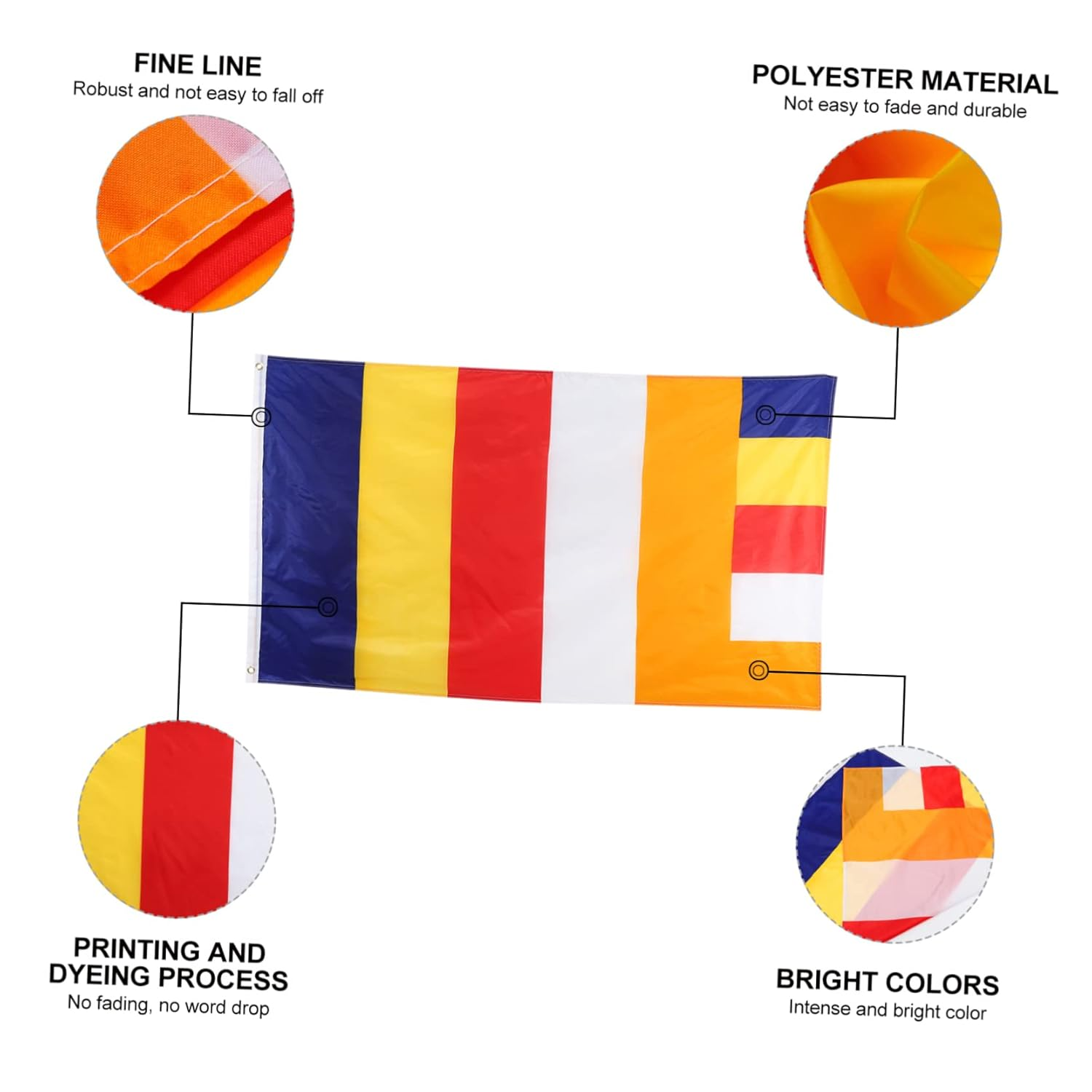 OFFSCH Polyester Buddhist Flag for Outdoor Decoration Blessing Banner with Vibrant Colors Ideal for Temples Gardens and Meditation Spaces Tibetan Design image number 2