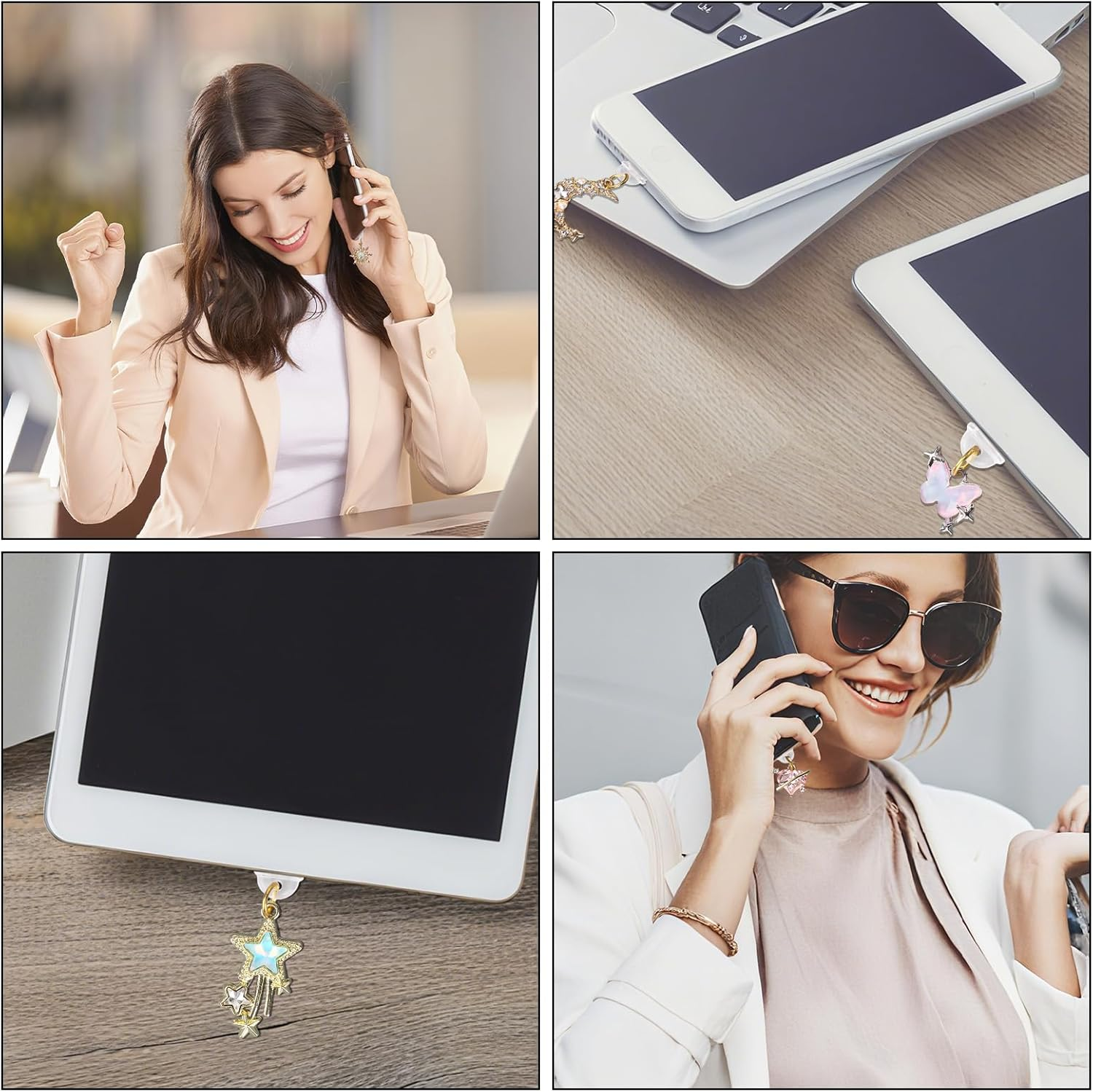 8Pcs Aesthetic Dust Plug Charms, Vintage Fantasy Star Moon Sun Heart Butterfly Pendant Y2K Type C & USB-C Charging Port Covers for E-Reader Smart Phone image number 5