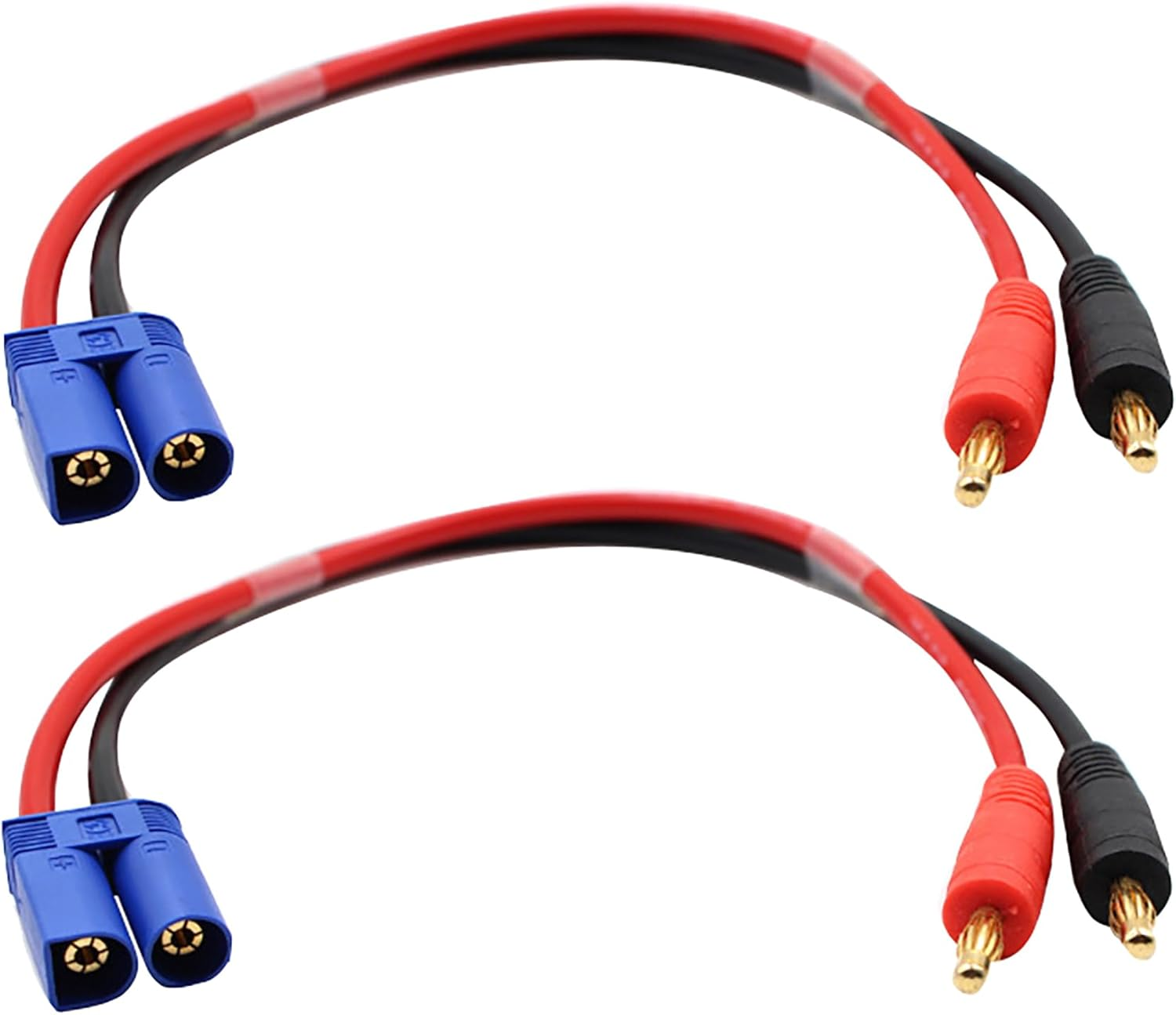 Tunghey 2Pack EC5 Connector Male to 4Mm Banana Bullet Plug 12AWG Silicone Battery RC Balance Charge Cable Lead Adapter 30Cm