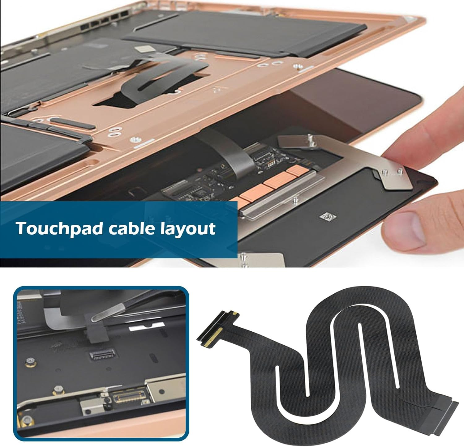 VGOL Track Pad Touch Pad Flex Cable Compatible with Macbook Pro Retina A1534 2016-2017 Replacement Part Number 821-00507-A Laptop Parts image number 4