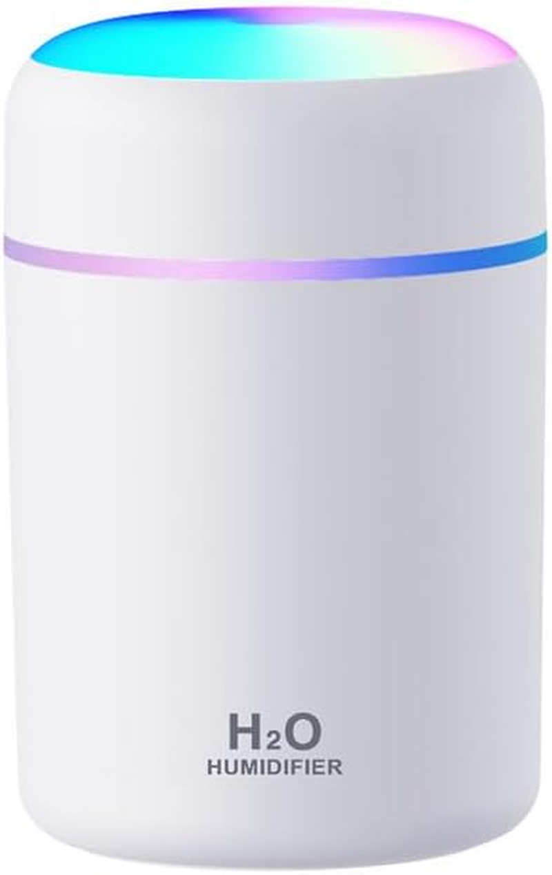 Portable Mini Humidifier, Colorful, Cool Mist, USB Powered. Perfect for Bedroom, Office & Car (300Ml, Black)