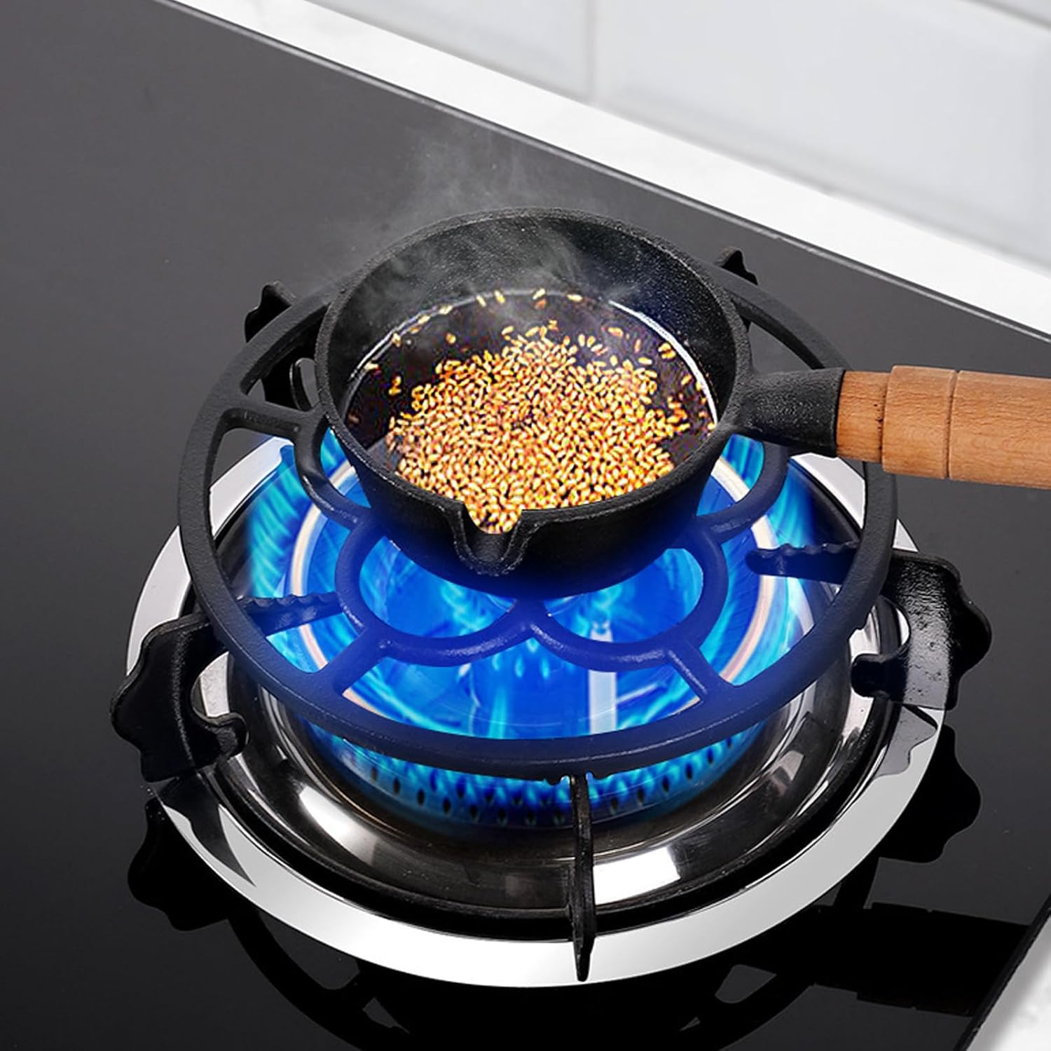 Gas Ring Reducer, Cast Iron Wok Support Ring for Gas Stove, Non-Slip, Black image number 5