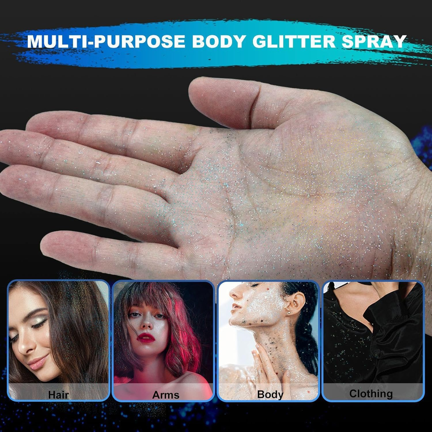 Shiny Glitter Spray 2.02Oz Travel Compact for Holiday Stage Makeup Nightclub image number 2