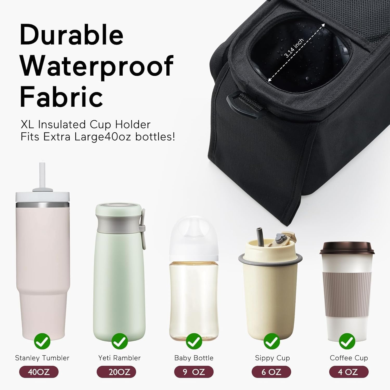 Momcozy Universal Stroller Organizer with Insulated Cup Holder Detachable Phone Bag & Shoulder Strap, Fits for Stroller like Uppababy, Baby Jogger, Britax, BOB, Umbrella and Pet image number 1