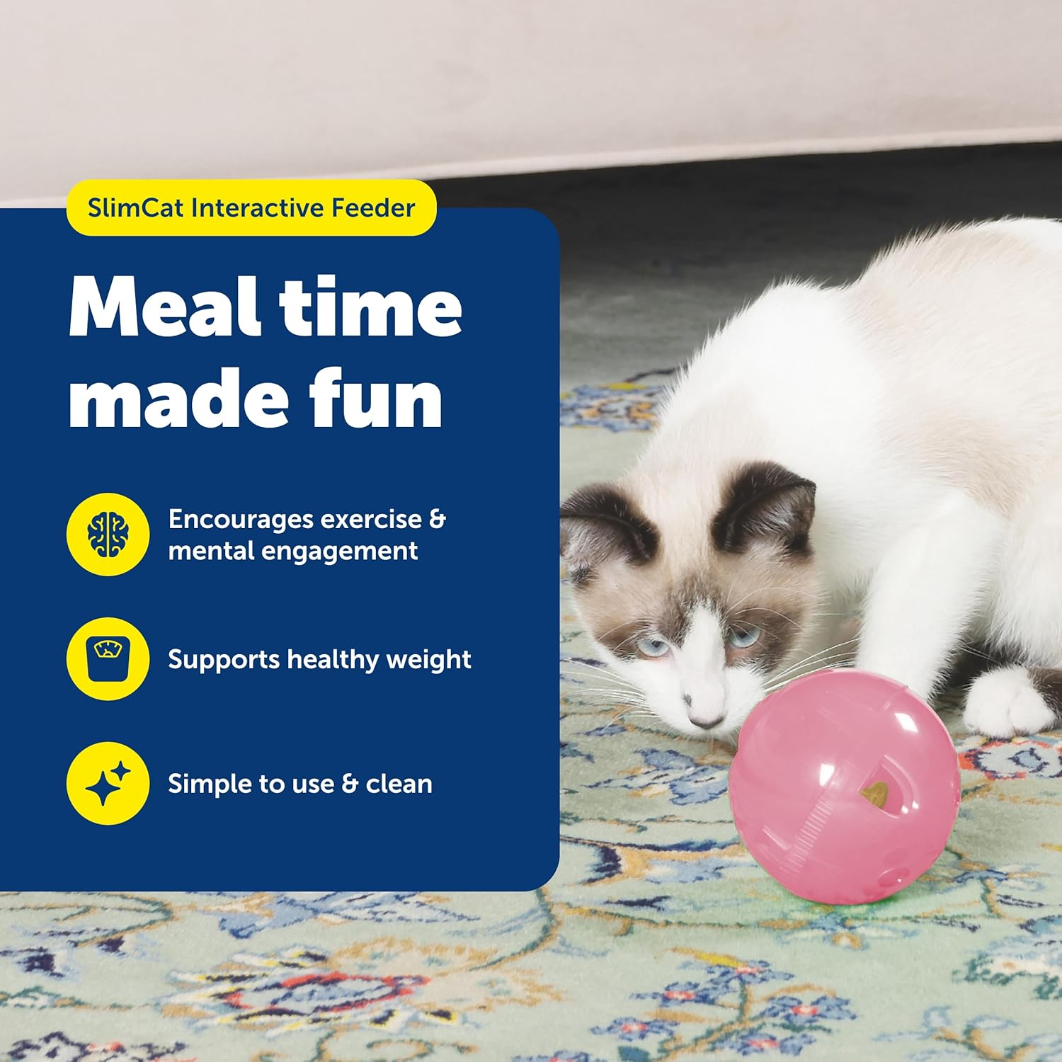 Petsafe Slimcat Meal-Dispensing Cat Toy, Great for Food or Treats, All Breed Sizes Pink - Green image number 2