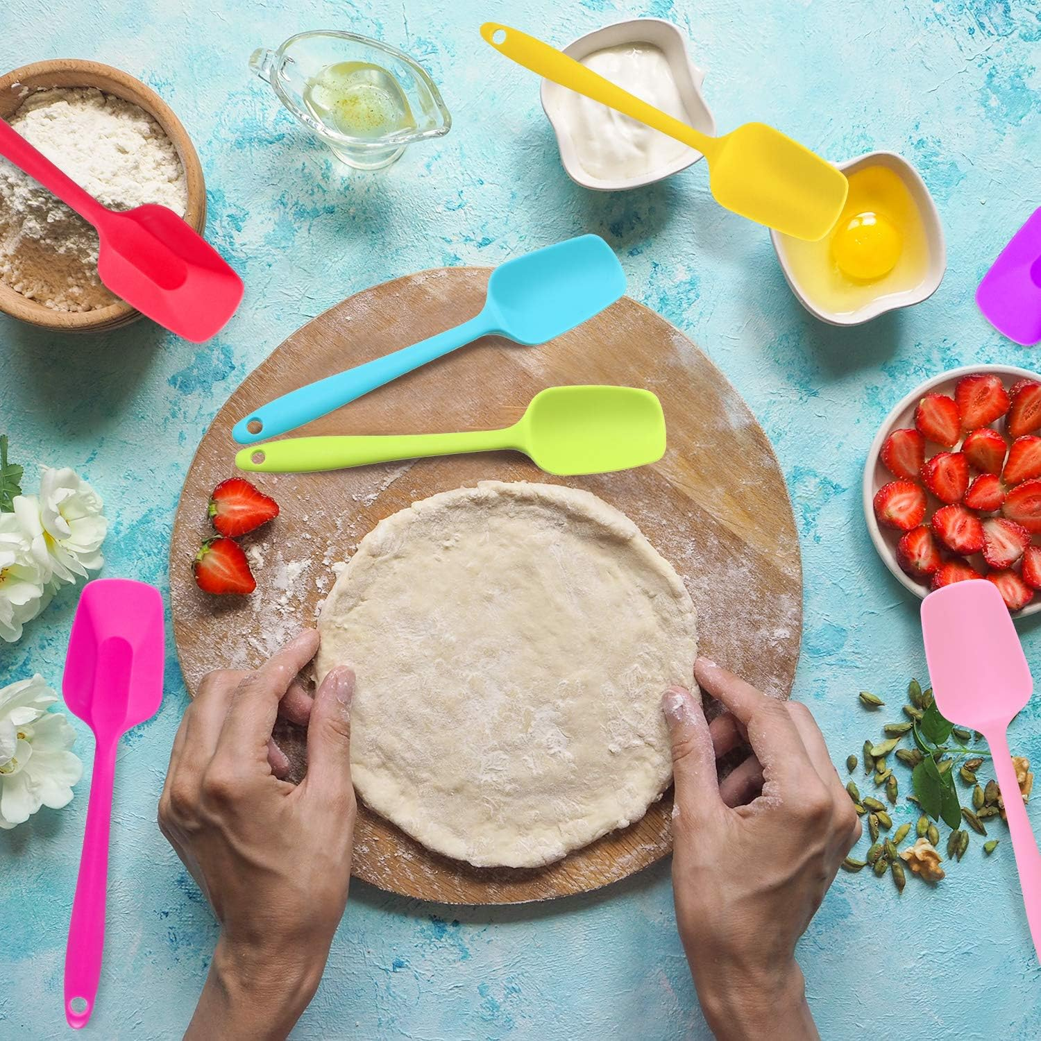 Patelai Silicone Spatulas, 7 Pieces 8.2 Inch Small Rubber Spoon Non Stick Kitchen Christmas Spatulas Heat Resistant Flexible Scrapers Baking Tool for Cooking, Mixing, Baking Tools image number 6