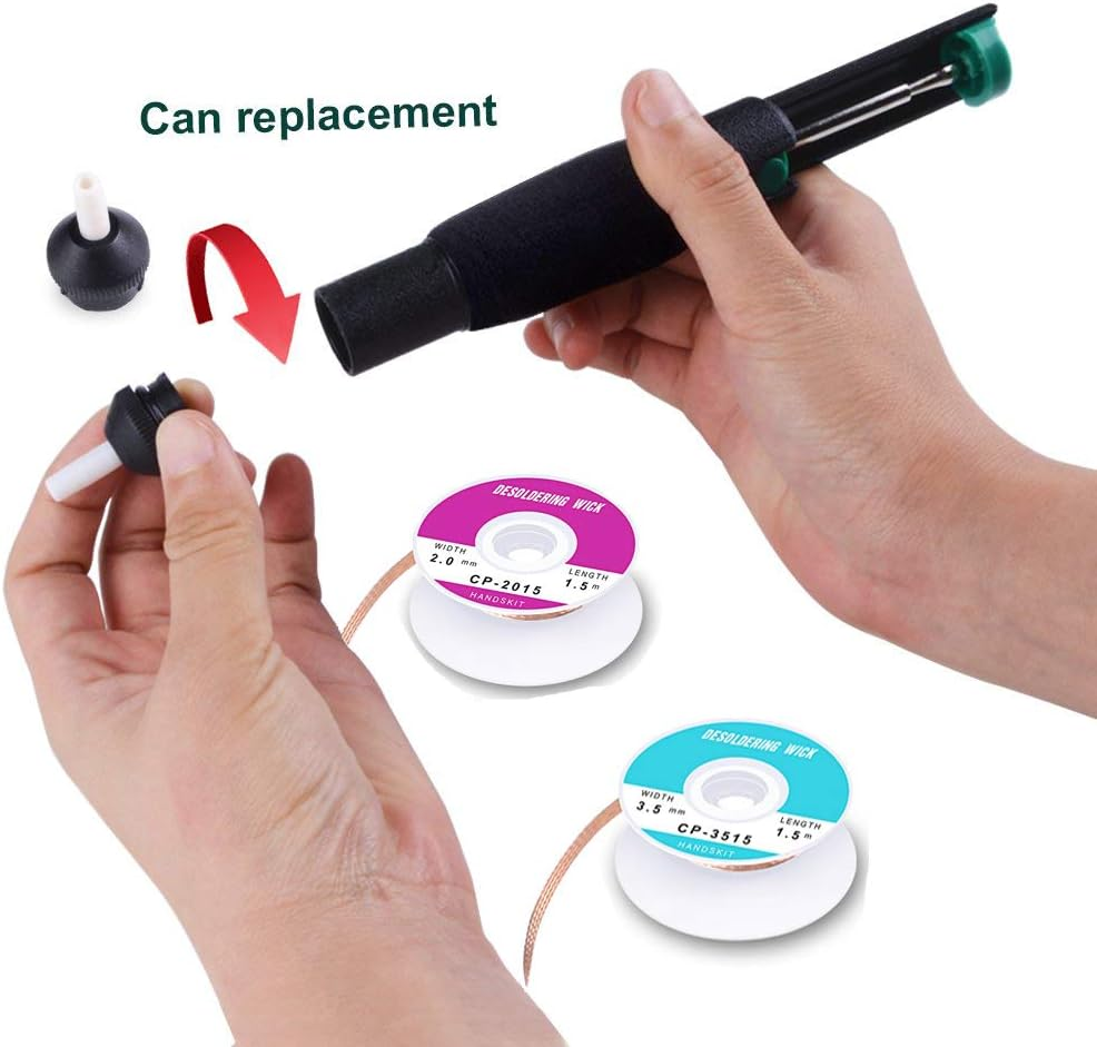 CEST LAVIE 5-In-1 Soldering Vacuum Pump & Desoldering Tool Kit, Solder Sucker & 2Pcs Solder Wick, Desoldering Assist Tool for Electronics Repair, Laboratory & Home Use image number 5