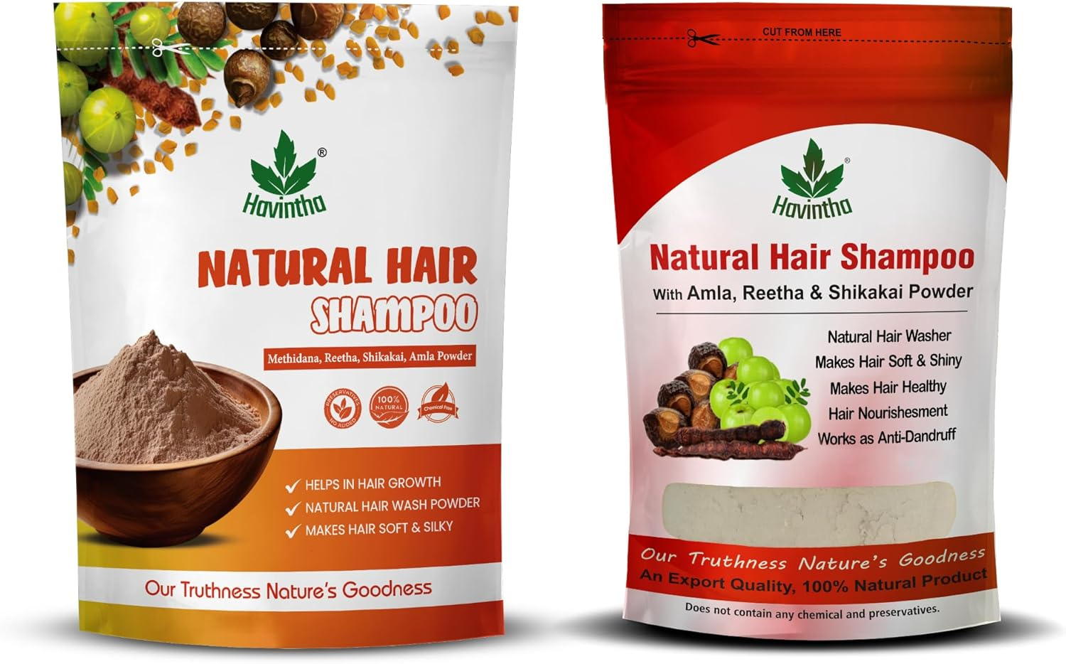 Havintha Amla Reetha Shikakai and Amla Reetha Shikakai Methidana Shampoo Powder (227G+227G) image number 3
