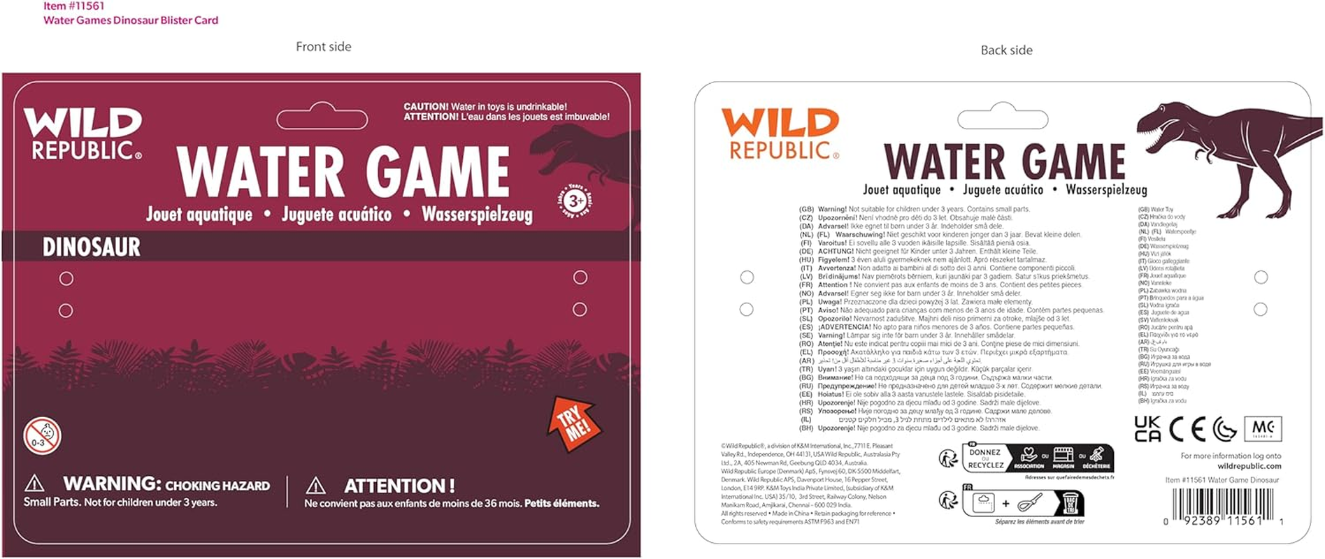 Wild Republic Water Games Dinosaur, Sensory Toys, Kids Gifts, Hand Held Toys, Party Favors, 6 Inches