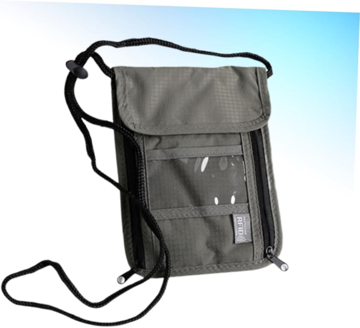 Jojofuny Multi-Function Passport Holder Wallet -Blocking Shoulder Bag Travel Accessory Neck Hanging Bag Credit Card Organizer Grey image number 5
