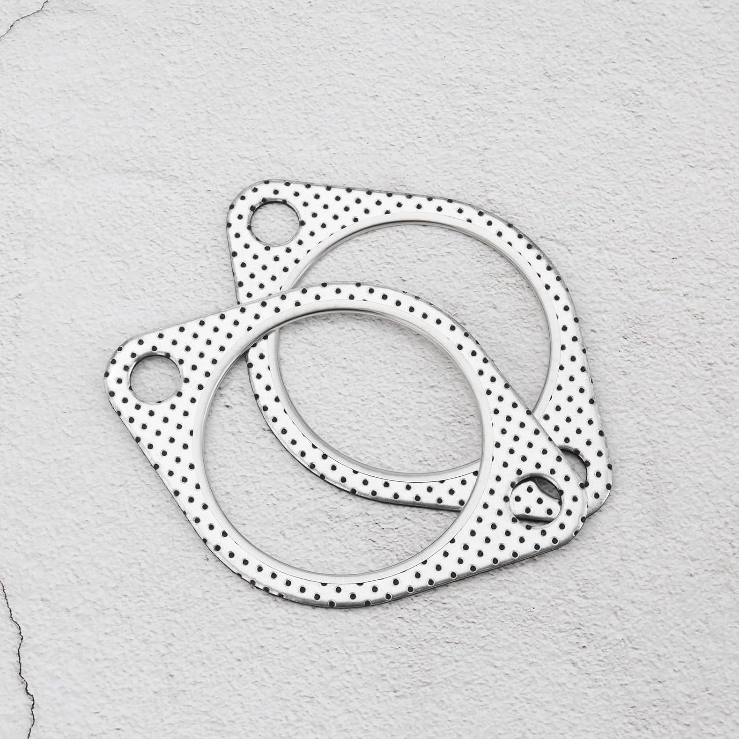 Create Idea 2Pcs 2.5 Inch Exhaust Pipe Interface Flange Gasket 2-Hole Steel Exhaust Turbine Manifold Lower Manifold Hole Spacing 102Mm for 70Mm Exhaust Pipe image number 2