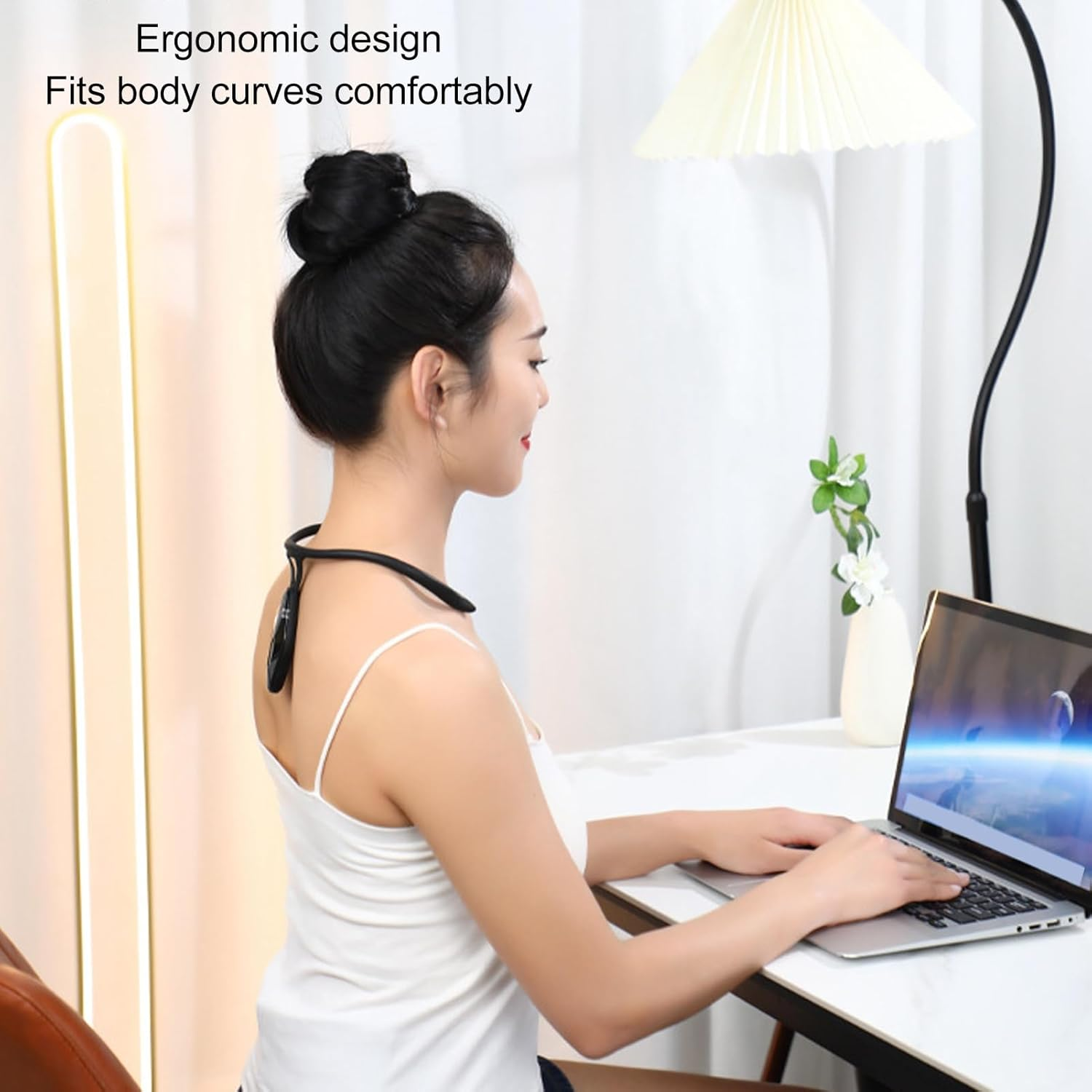 Neck Stretcher Posture Corrector - Auto Sensing Silicone Hunchback Neck Traction Device, Vibration Pose Reminder for Preventing Chronic Fatigue (Style 2) image number 4