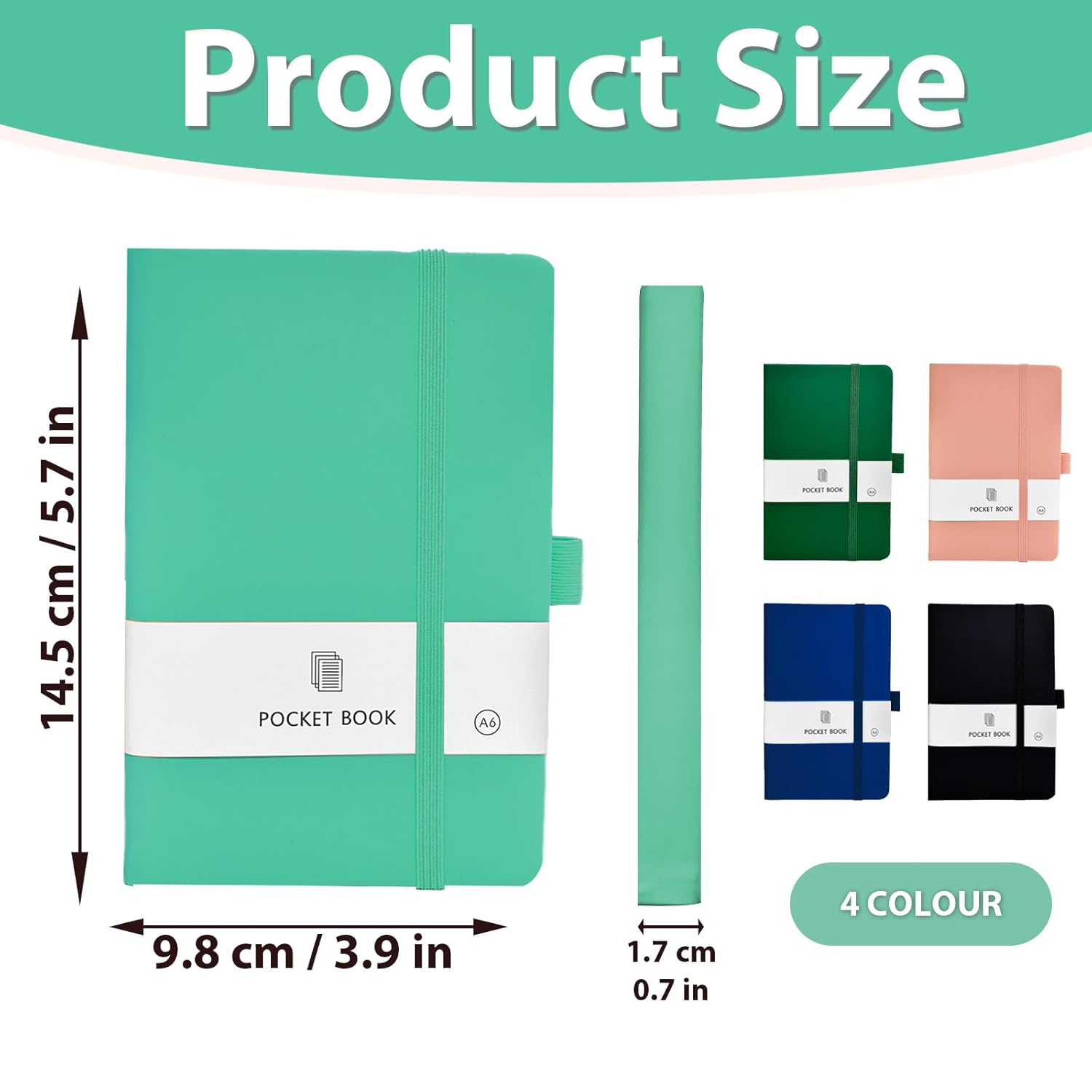 ZOHEA 5 PCS A6 Diary Book，Pu Leather Cover Journal Notebook Portable，Travel Journal with Elastic Band and Pen Loop, Travel Notepad Mini Pocket Notebook for Office，School，Travel (5 Colors) image number 1