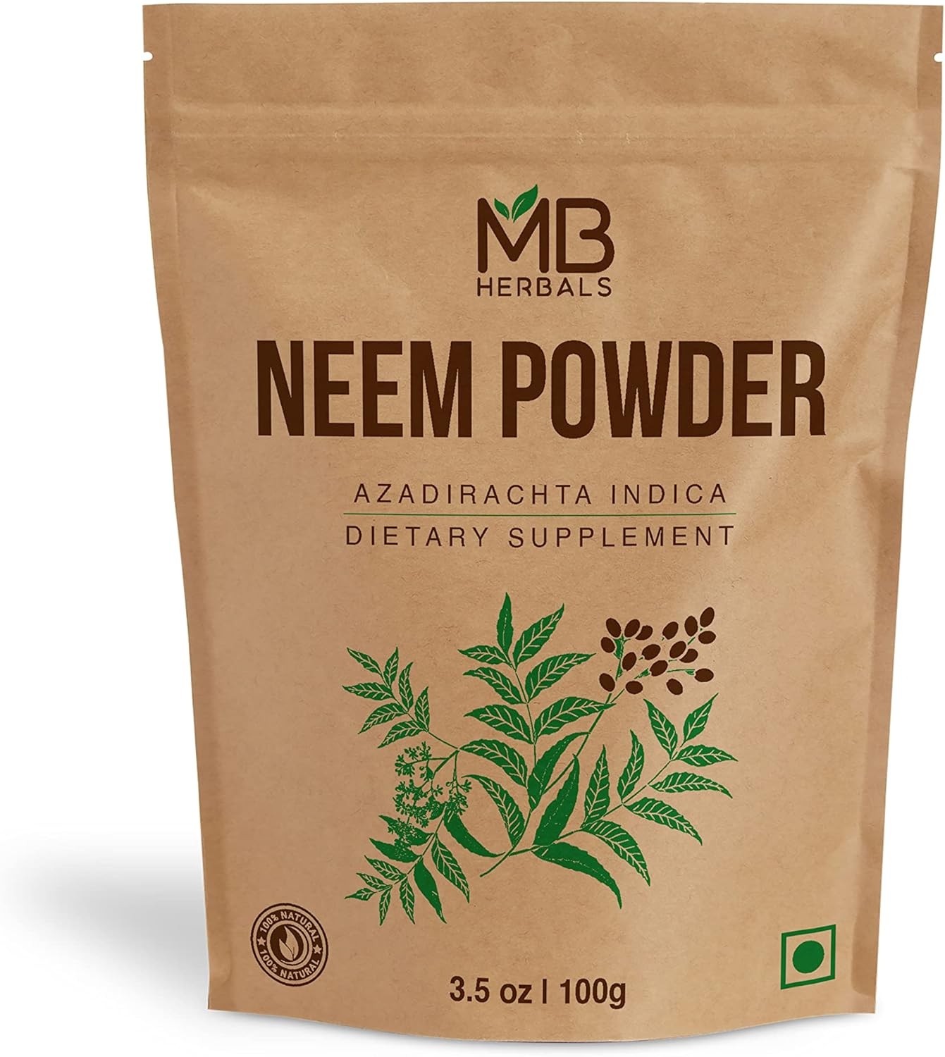 MB Herbals Neem Powder 100G | Neem Leaf Powder - for Hair and Skin Care image number 1