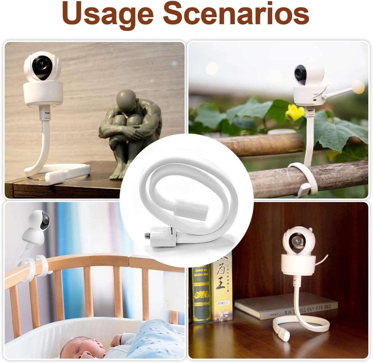 Universal Baby Monitor Stand,Baby Monitor Mount with 1/4 Screw,No Drilling Required, Twist Compatible with Arlo, Motorola, Hello Baby and Most Monitor Cameras image number 6