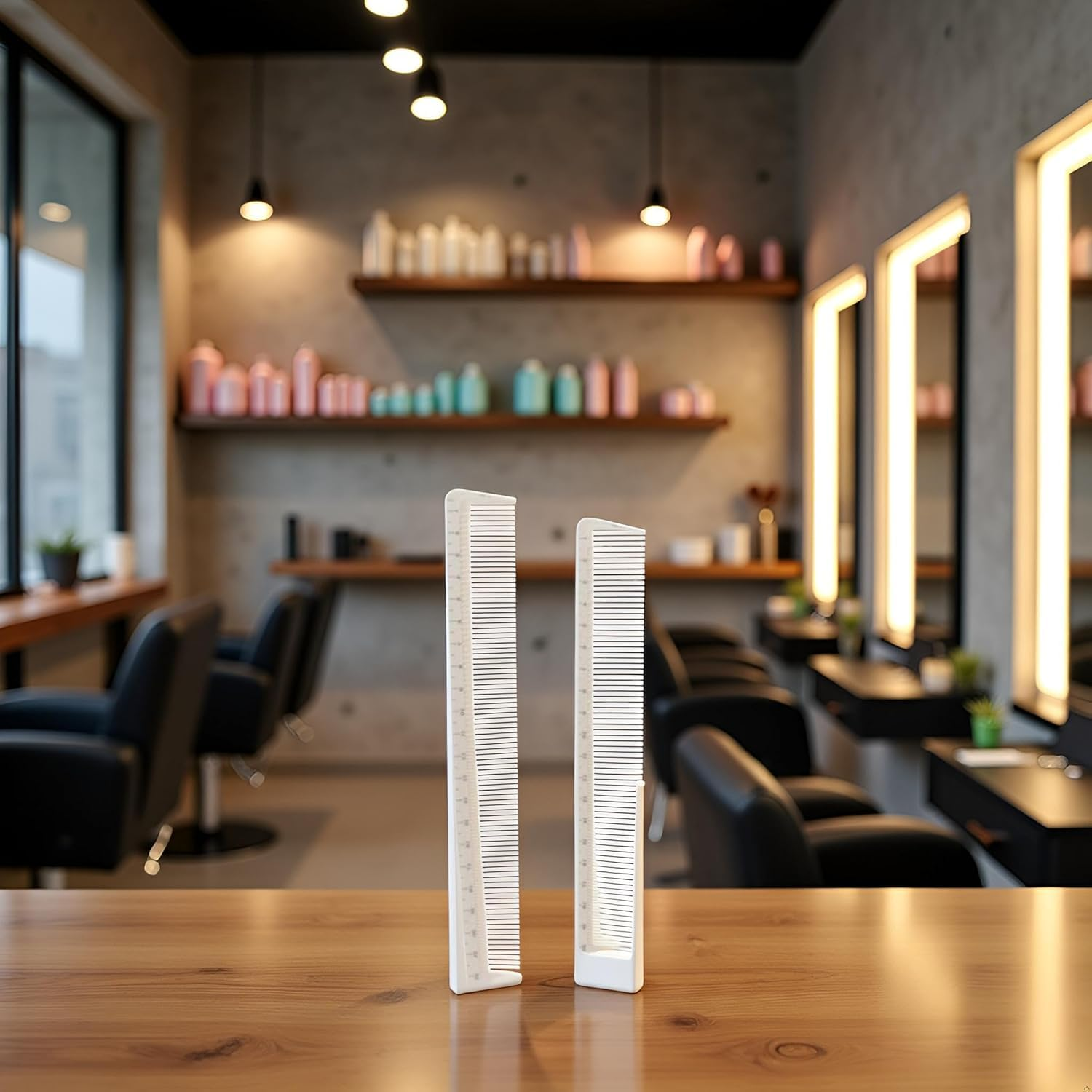 2Pcs White Professional Hair Cutting Combs Set, Salon Hair Styling Measure Combs, anti Hairdressing Barber Styling Tools and Appliances image number 1