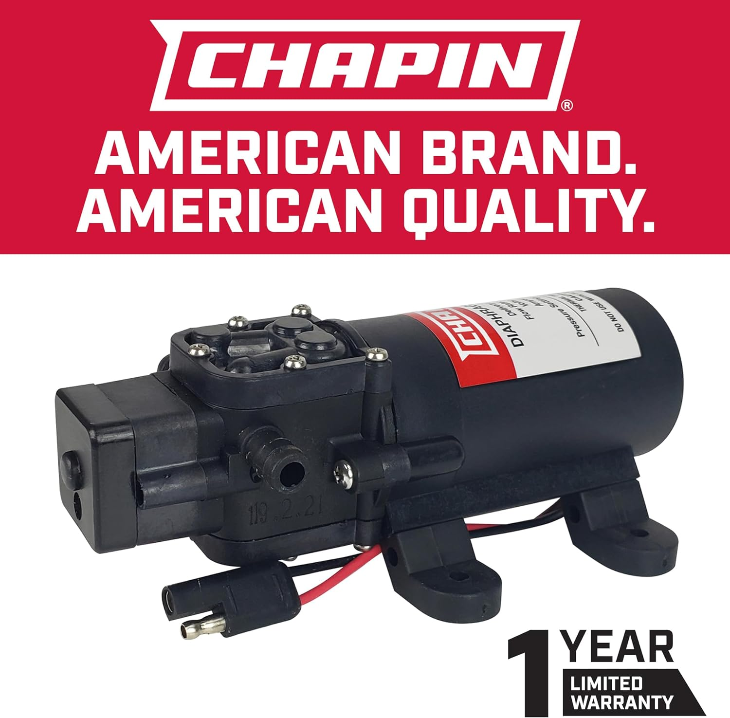 Chapin International 6-9206 12V 1.0 GPM Diaphragm Pump, Black image number 1