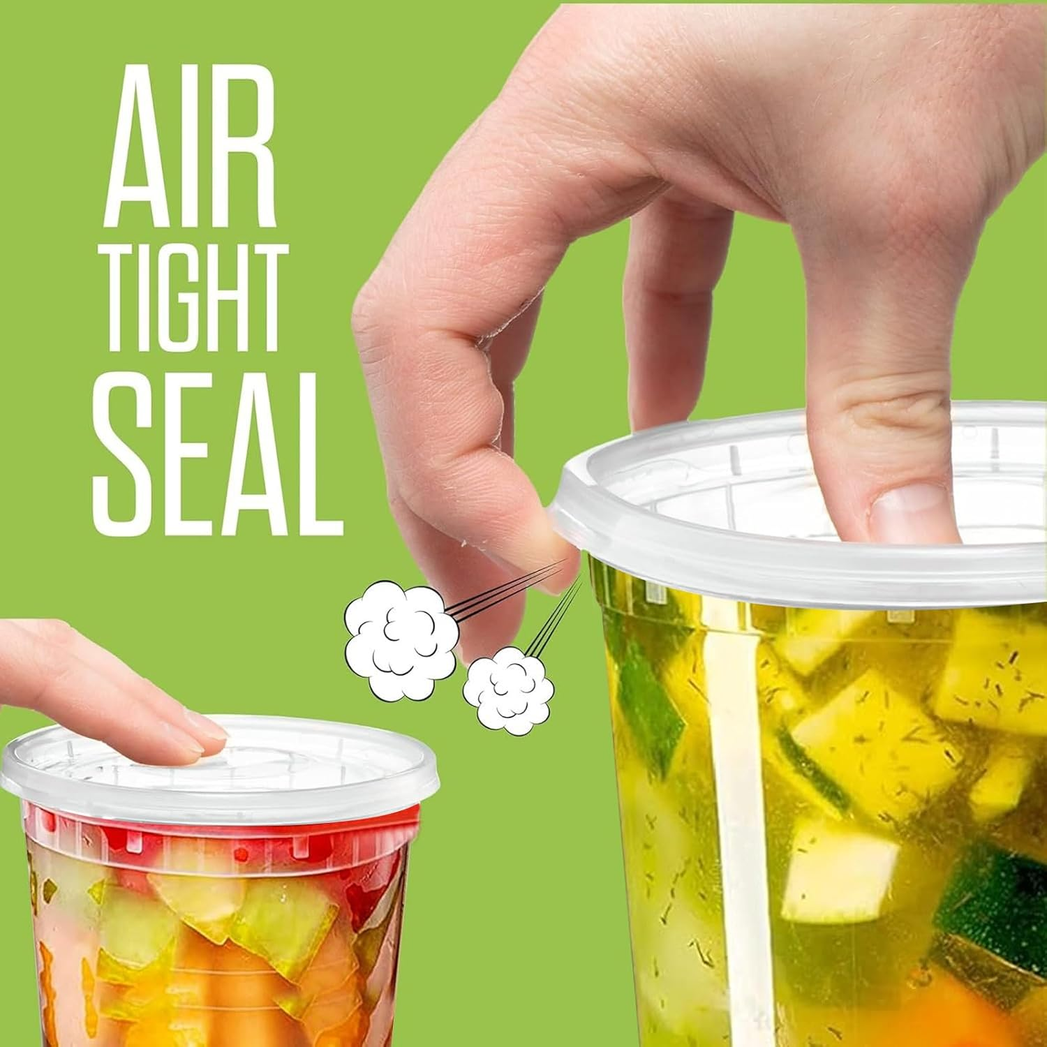 TFMODBFA 60 Sets Deli Containers with Lids [8/16/32Oz, Each 20Sets] Plastic Food Storage Containers with Airtight Lids, Leakproof, BPA Free and Stackable, Microwave/Freezer/Dishwasher Safe image number 1