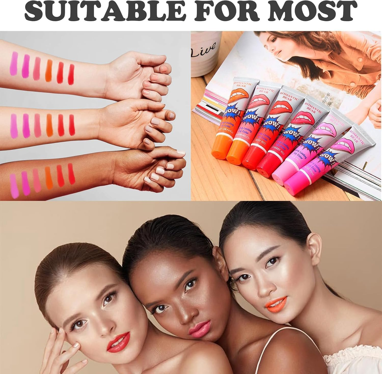 Peel off Lip Stain, 6 Pcs Tattoo Magic Color Lip Gloss Sets, Easy Peel off Lipgloss Set, Long Lasting Peel off Lipstick Kit, Waterproof Peel off Lip Tint Cosmetic Gift Set for Girls image number 4