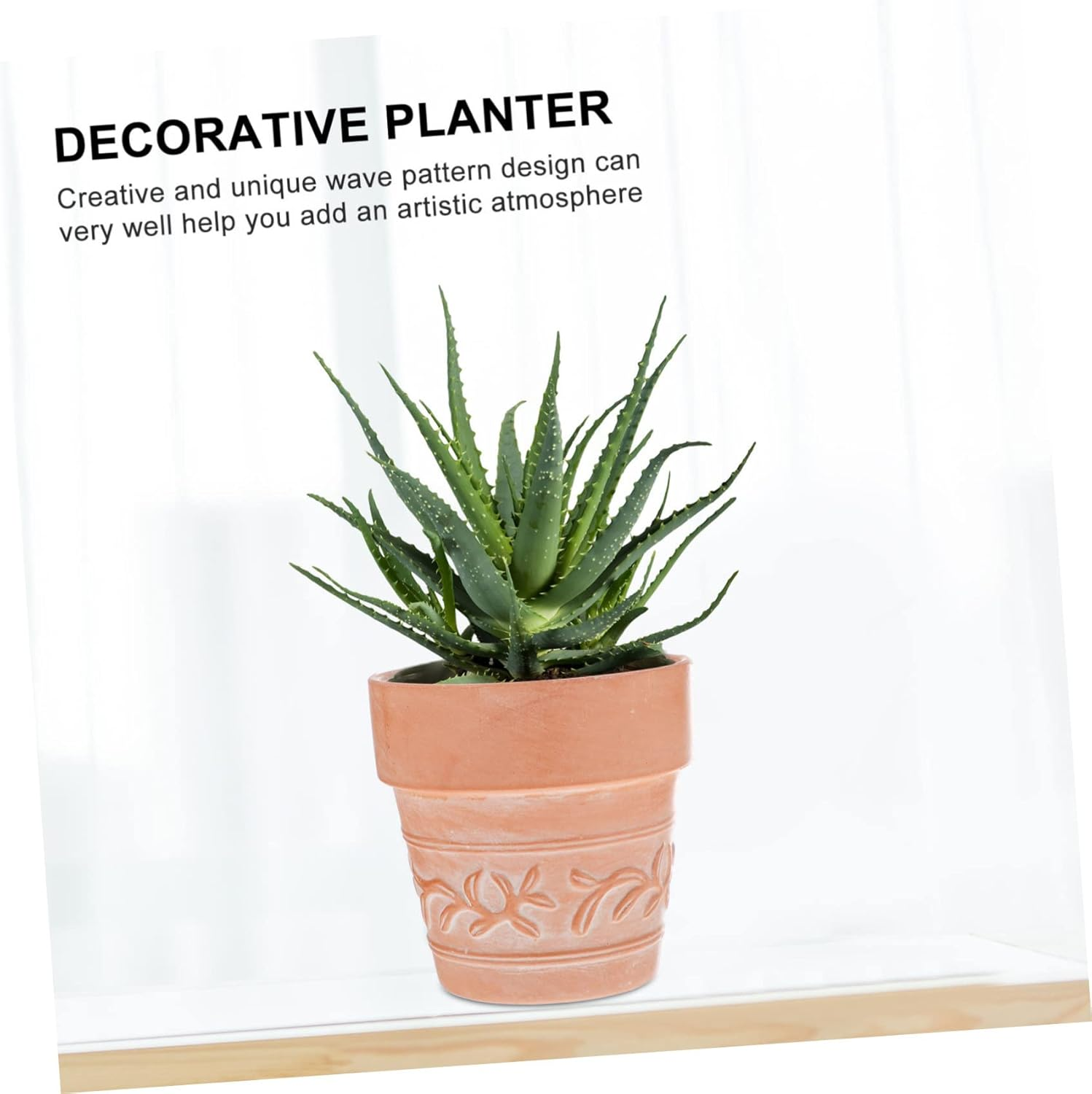 Terracotta Flower Pots Succulent Plant Pots for Indoor Tabletop Decoration 2Pcs Red Pottery Planters Creative Carved Design Suitable for Succulents and Greenery Random Style image number 4