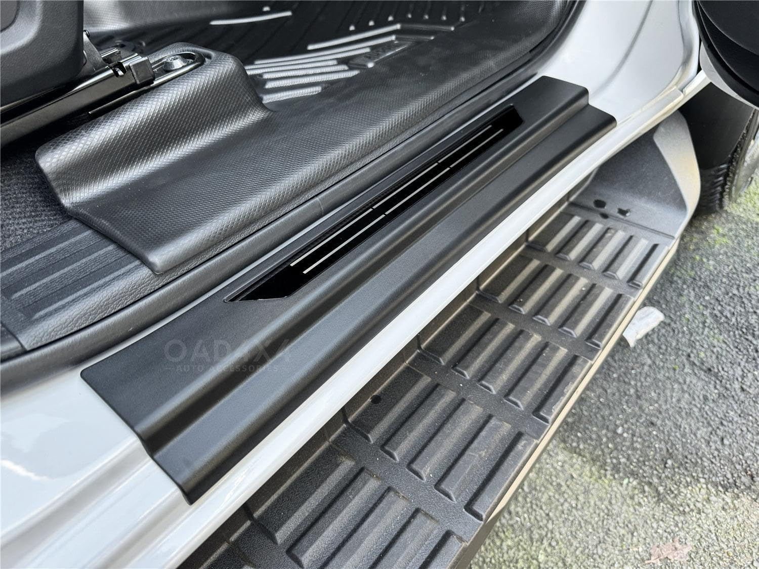 Door Sill Protector Compatible with Mitsubishi Triton MV All-New Dual Cab 2024-Onwards, Tailored Fit Door Entry Guard, Black ABS Anti-Scratch Scuff Plate Trim Cover, Door Threshold Protection image number 6