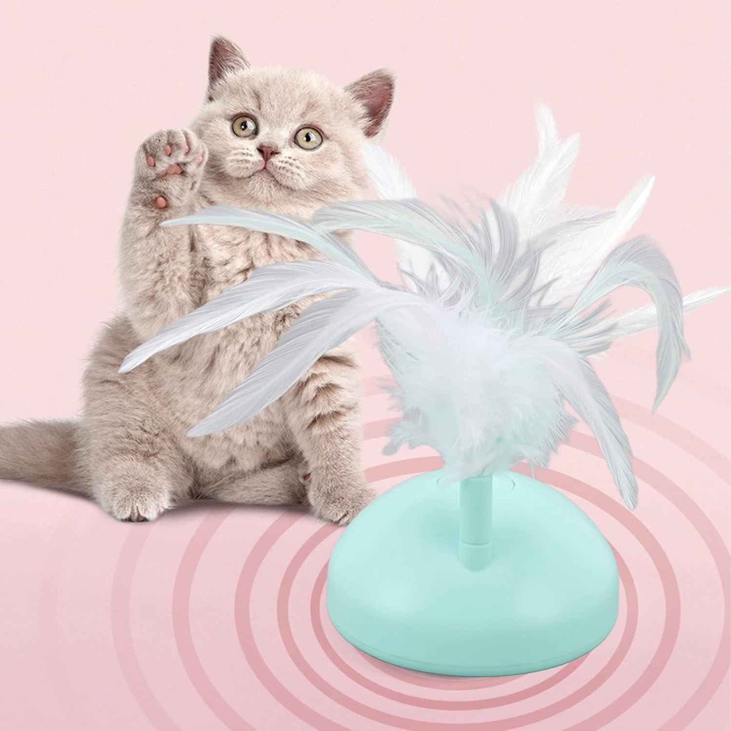Rechargeable Electric Cat Toy Sphere with Feather USB Interactive Induction Play Sphere for Cats 360 Degree Intelligent Navigation for Endless Fun Ideal for Indoor Cats image number 1