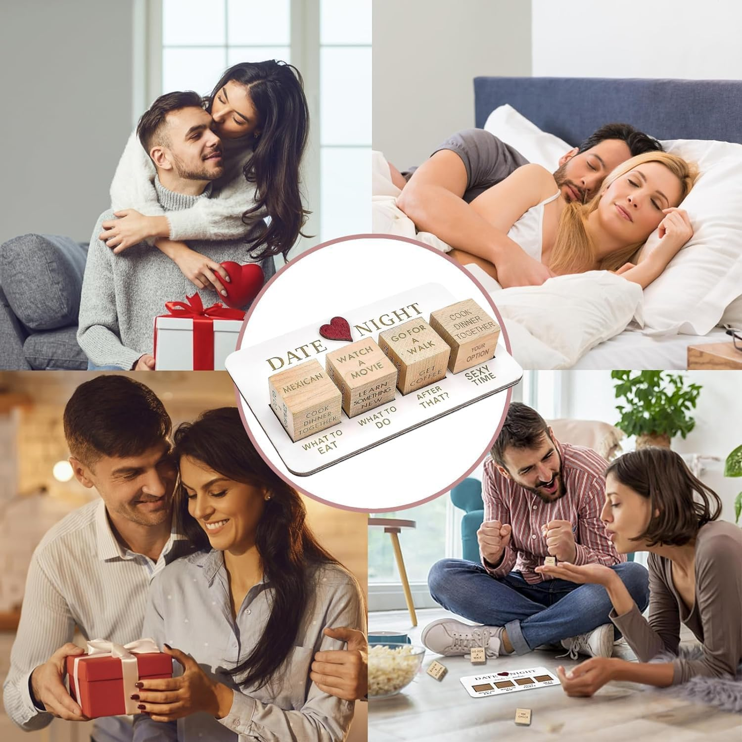 Date Night Dice for Couples, Fun Night Dating Decision Dice,Wooden Couple Dating Fun Dice, Love Dice, Food Decision Dice, Date Ideas for Couples,Gifts for Boyfriend-Girlfriend image number 4