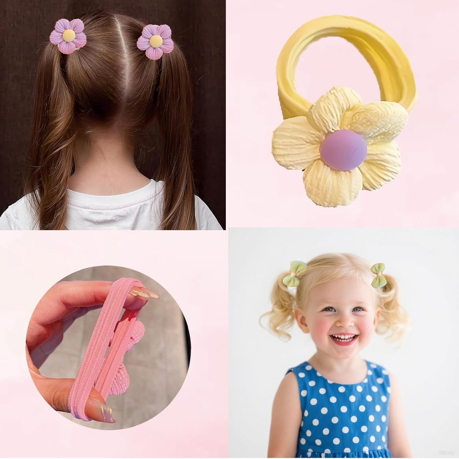 Pack of 12 Children'S Hair Accessories with Bow, Hair Strands with Flowers, Girls, Hair Accessories Set, Hair Accessories, Hair Clips, for Toddlers and Teenagers (Multi-Colour) (A) image number 1