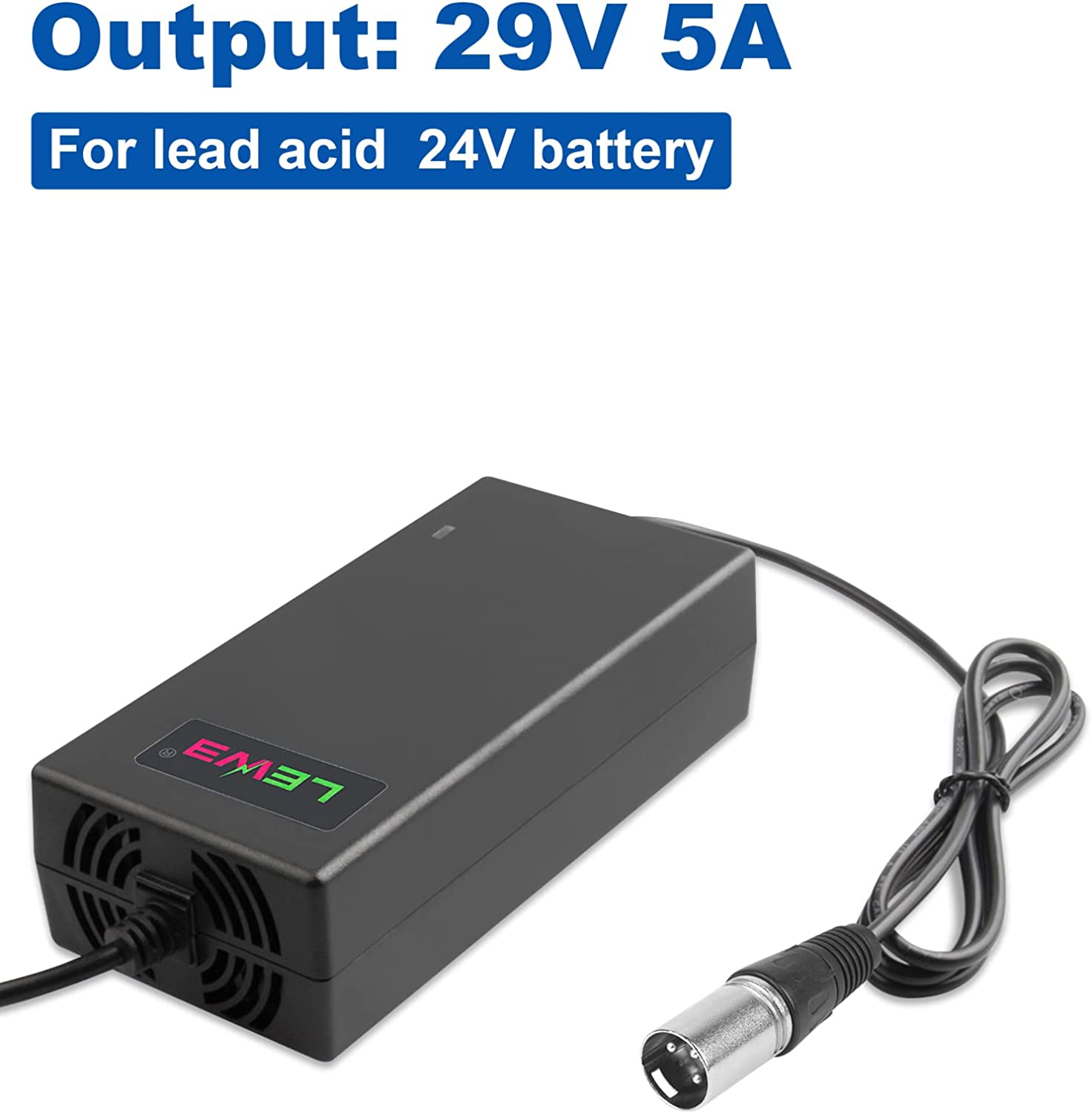 24V 5A 3-Pin Male XLR Connector Battery Charger for Lakematic, Pride Mobility, Jazzy Power Chair, Drive Medical, Golden Technologies, Shoprider, Rascal 200T/500T/301 PC 24BC5000TF-1 image number 1