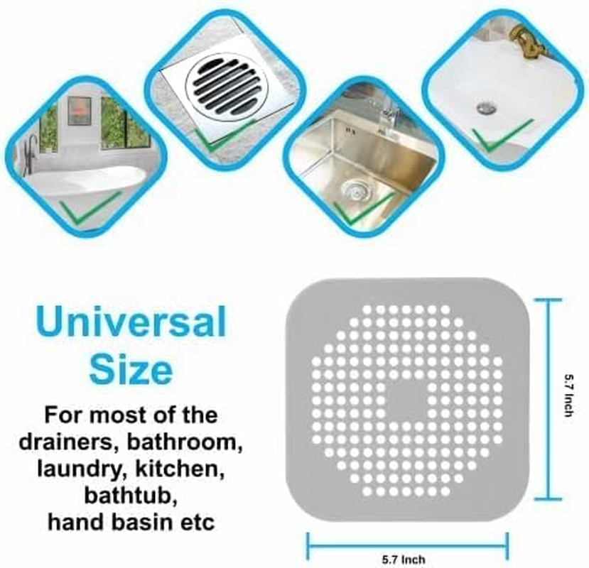 3 Pack Shower Hair Drain Catcher Is Hair Stopper for Shower Drain with 4 Suction Cups Easy to Install Hair Catcher Shower Drain Suit for Bathroom Bathtub Kitchen (Grey, 5.7")