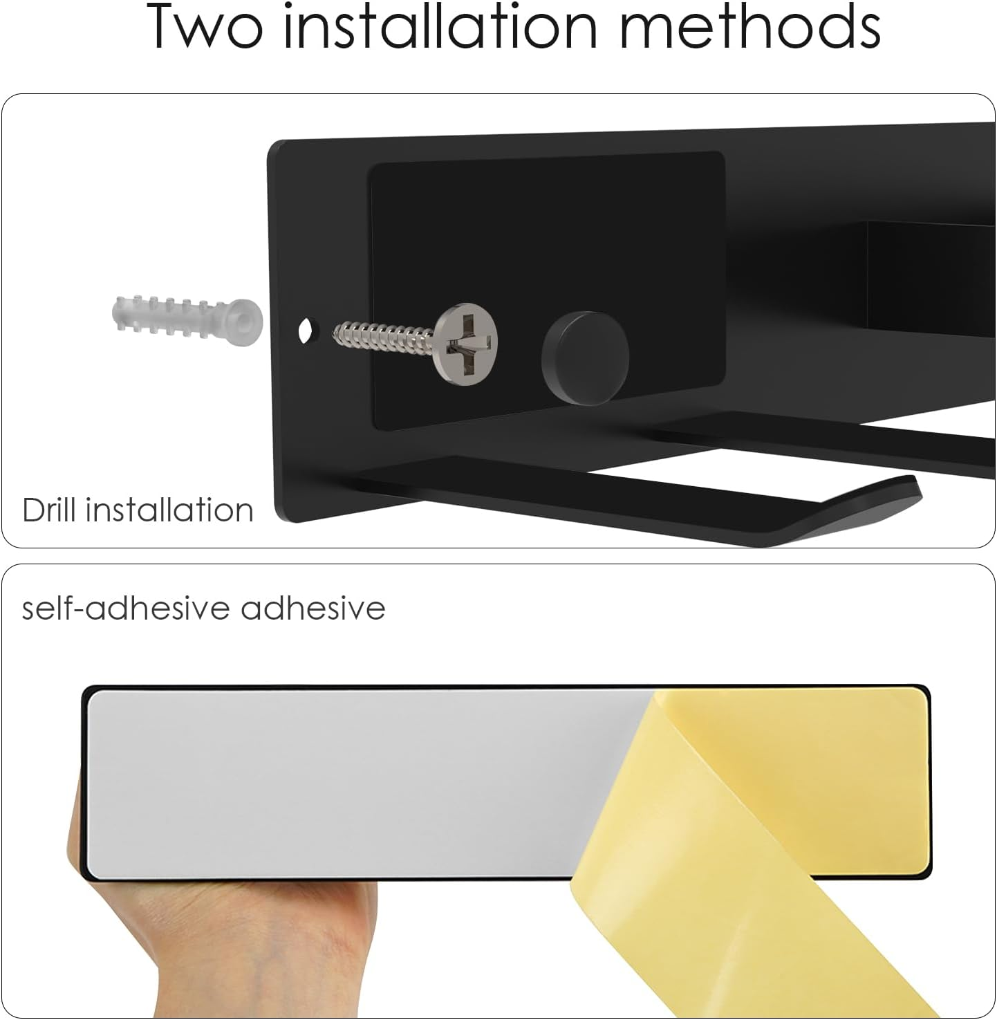 Hair Dryer Holder Wall Mounted, Self Adhesive Blow Dryer Holder, Hair Tool Organizer for Hair Dryer, Curling Wands (Black) - Light Brown image number 5